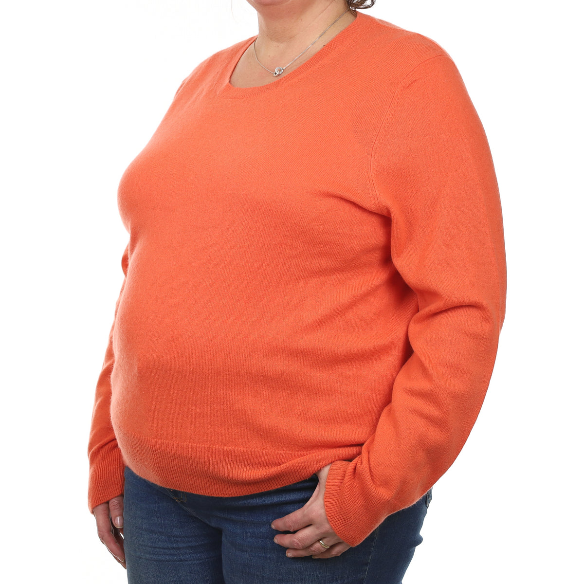 Sunset Orange Cashmere Crew Neck Jumper XXL