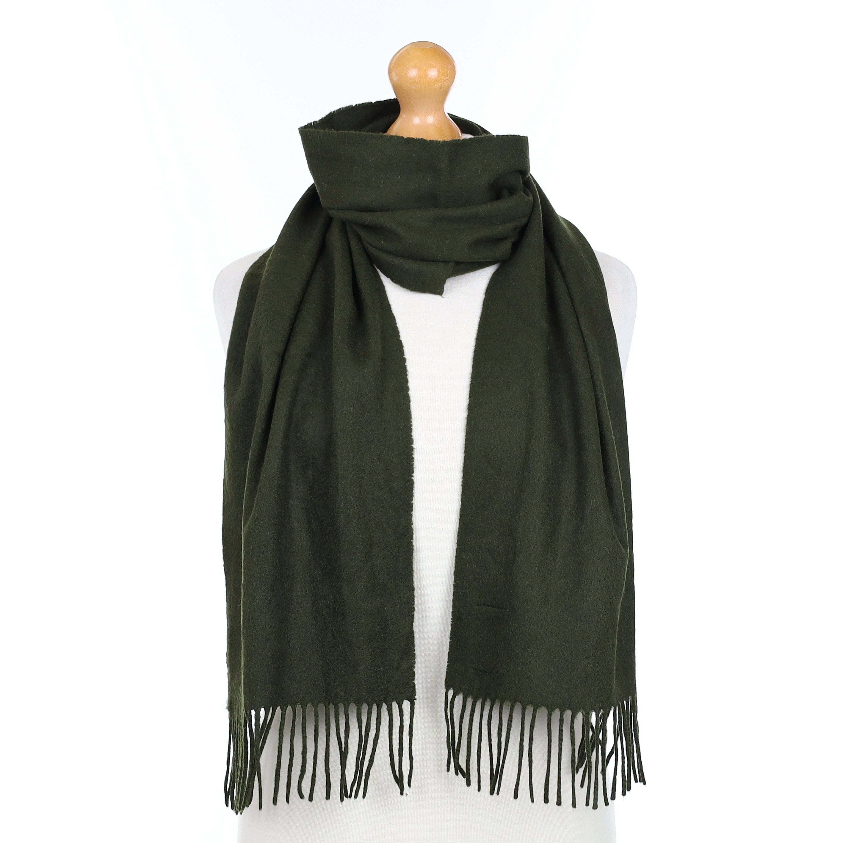 Khaki Green Cashmere Woven Scarf