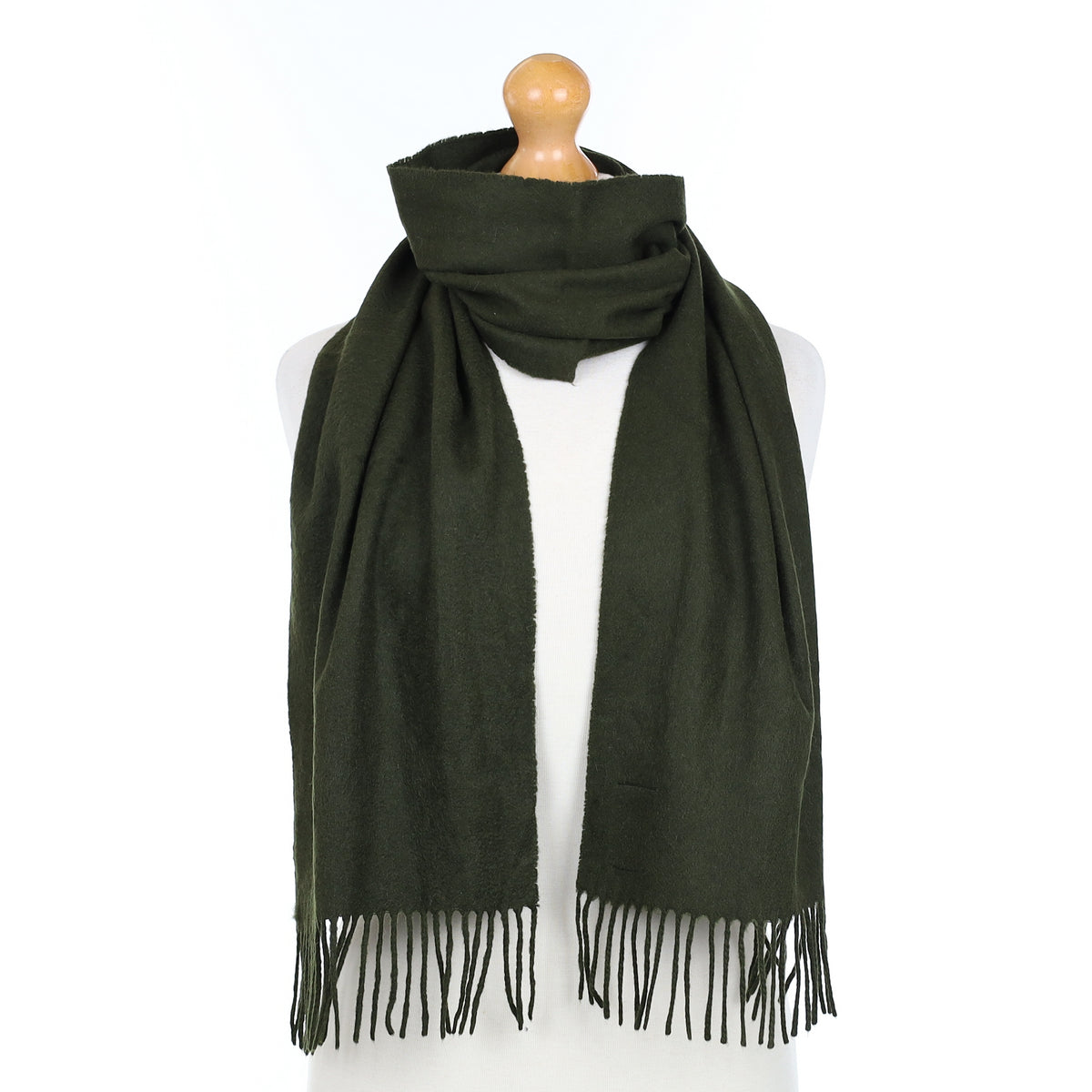 Khaki Green Cashmere Woven Scarf