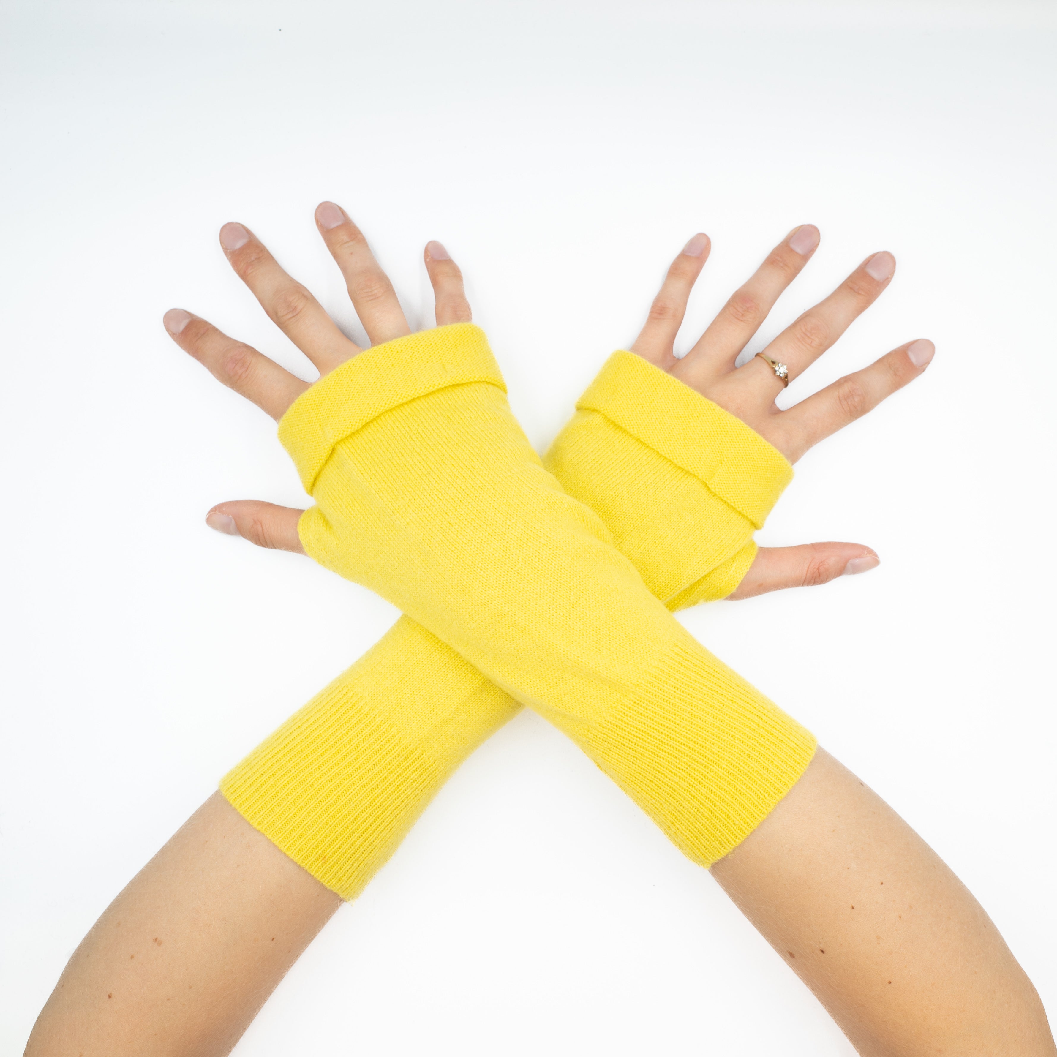 Sunflower Yellow Fingerless Gloves