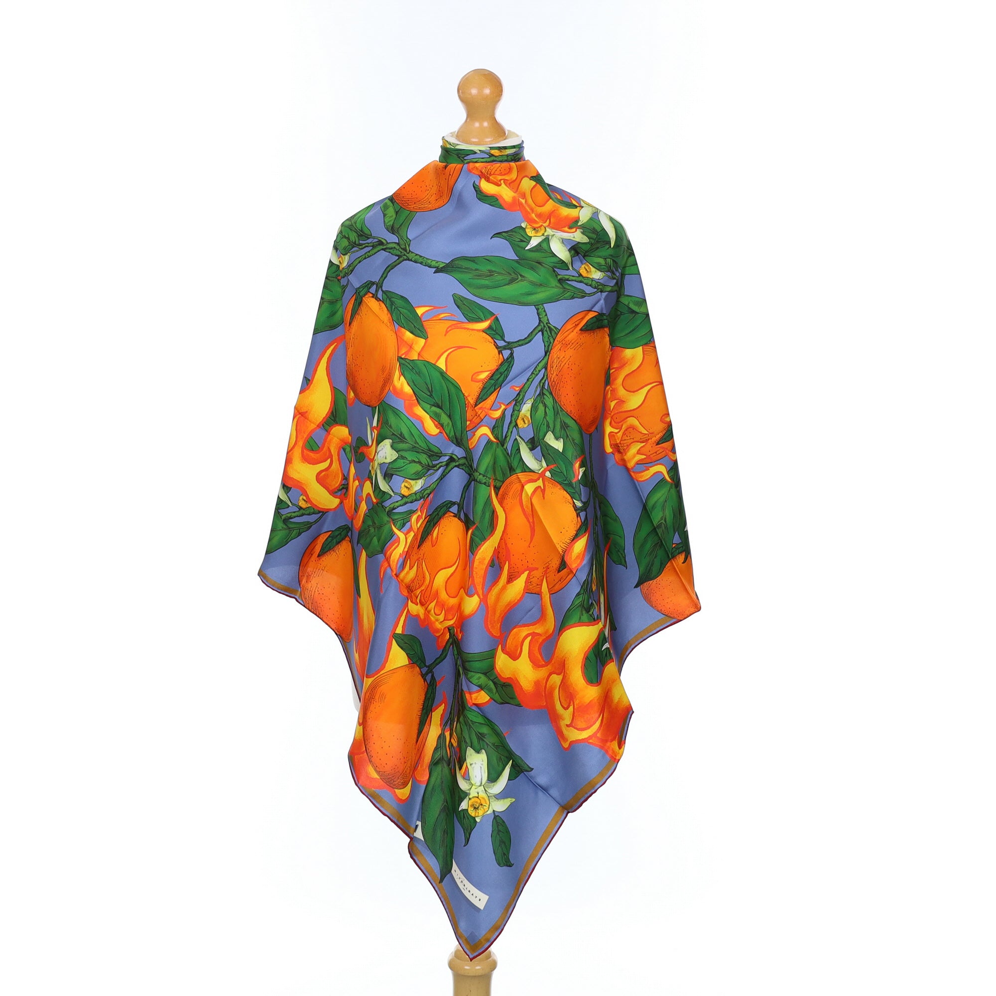 Brand New Orange Flower Silk Scarf