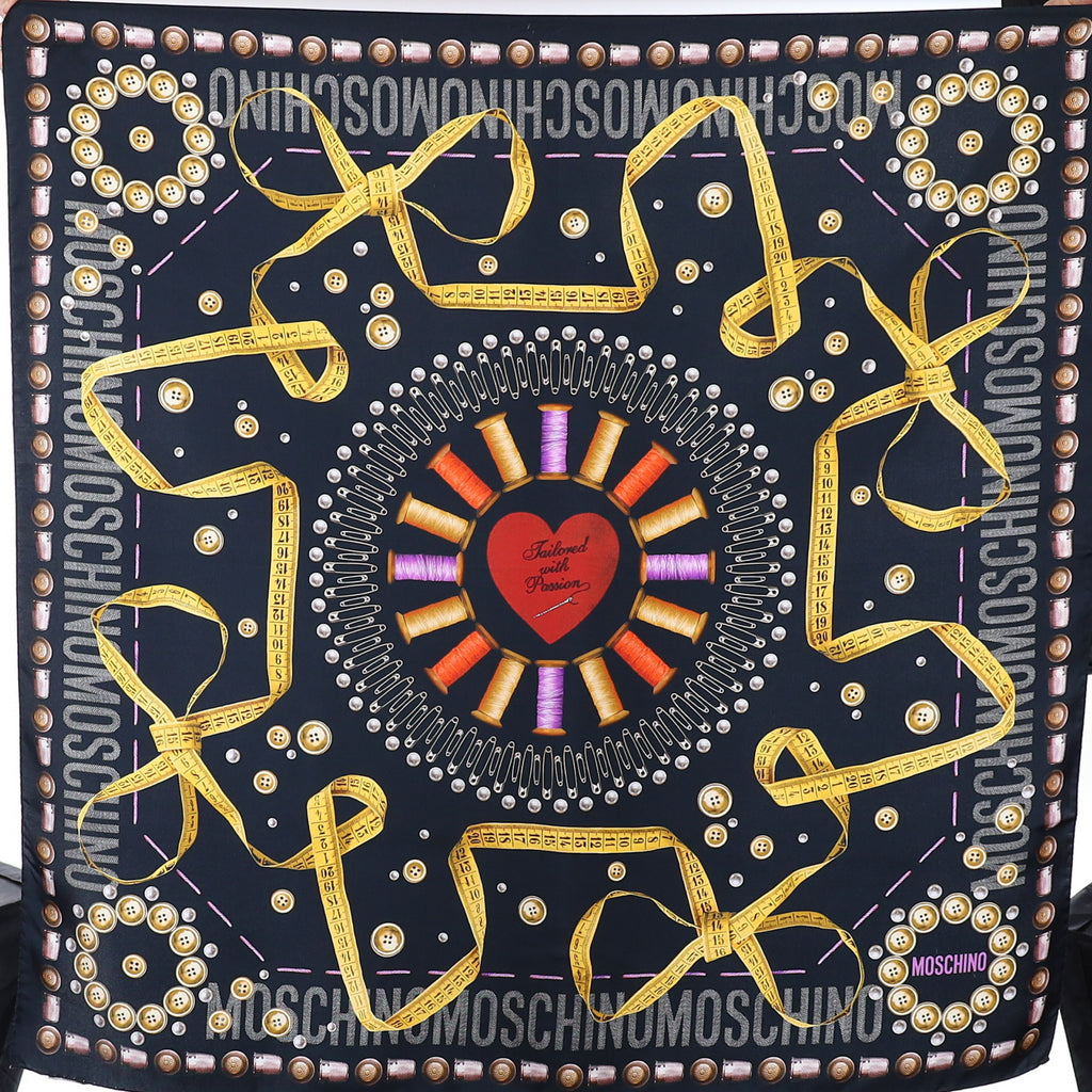 Immaculate Moschino Sewing Theme Silk Scarf