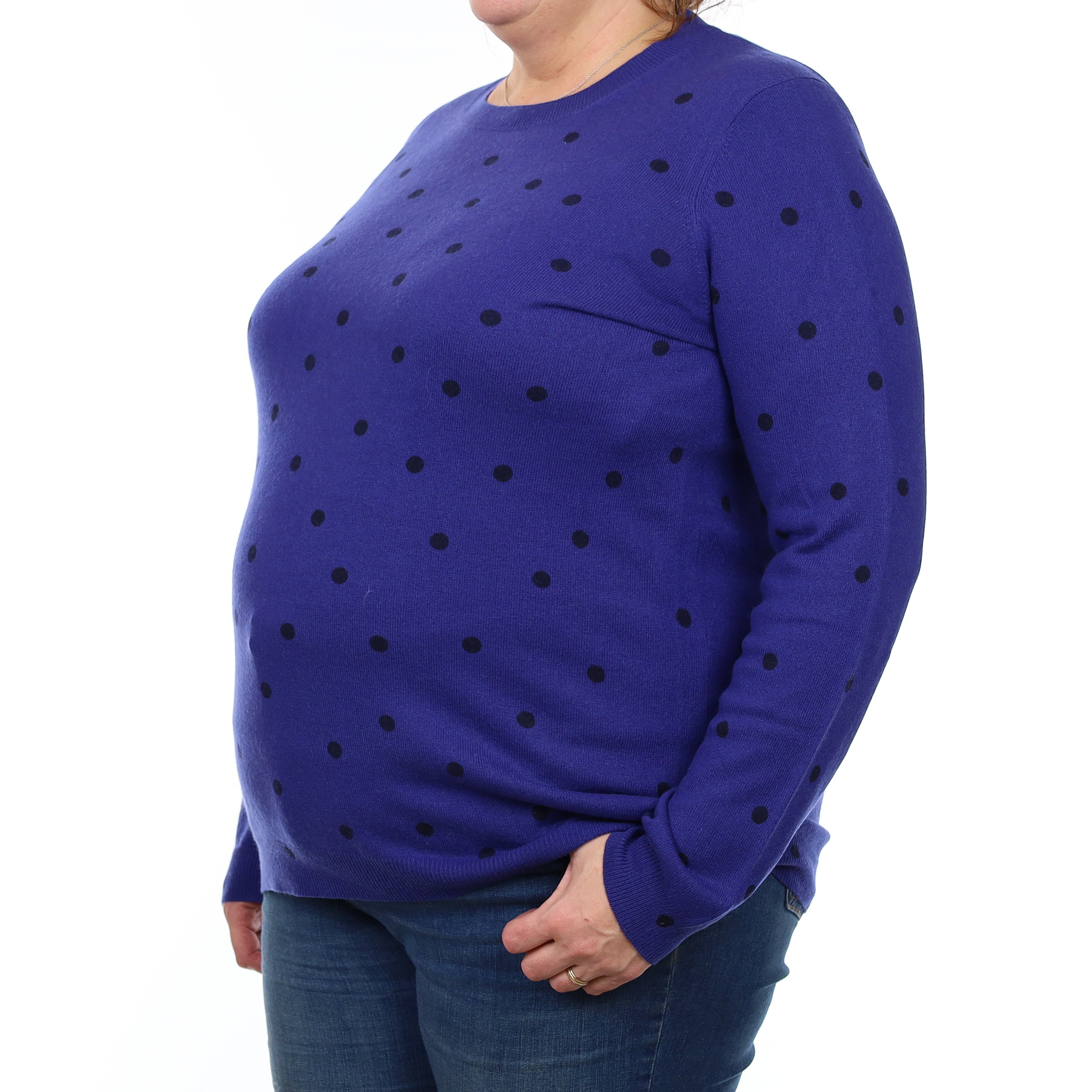 Indigo Blue Spotted Cashmere Crew Neck Jumper Extra Large
