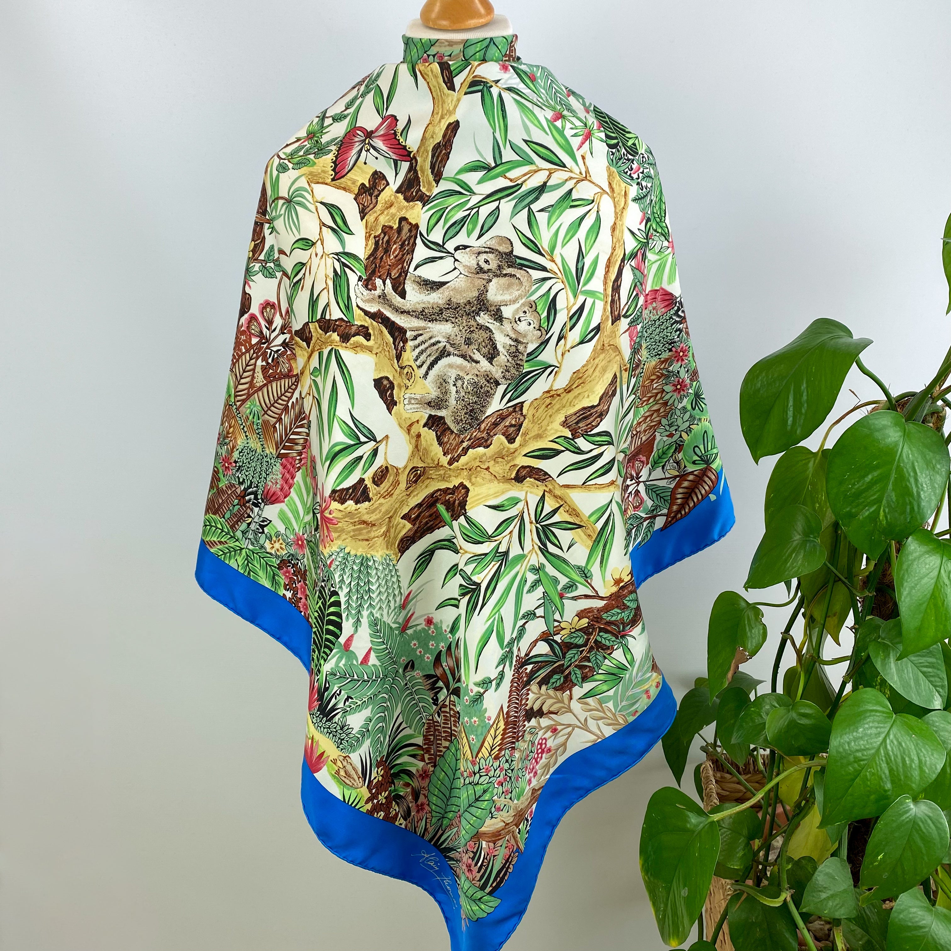 Alain Thomas Botanical Koala Silk Scarf