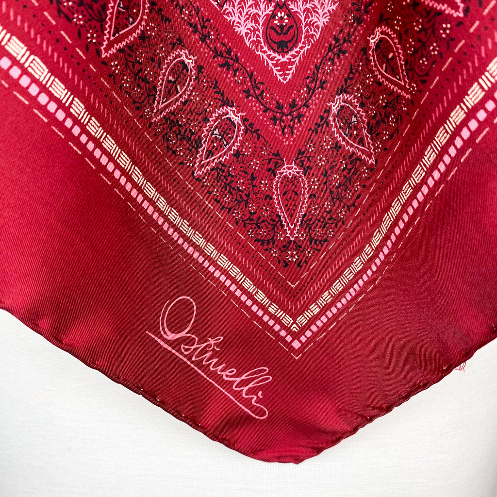 Unworn 1970s Ostinelli Paisley Vintage Silk Scarf