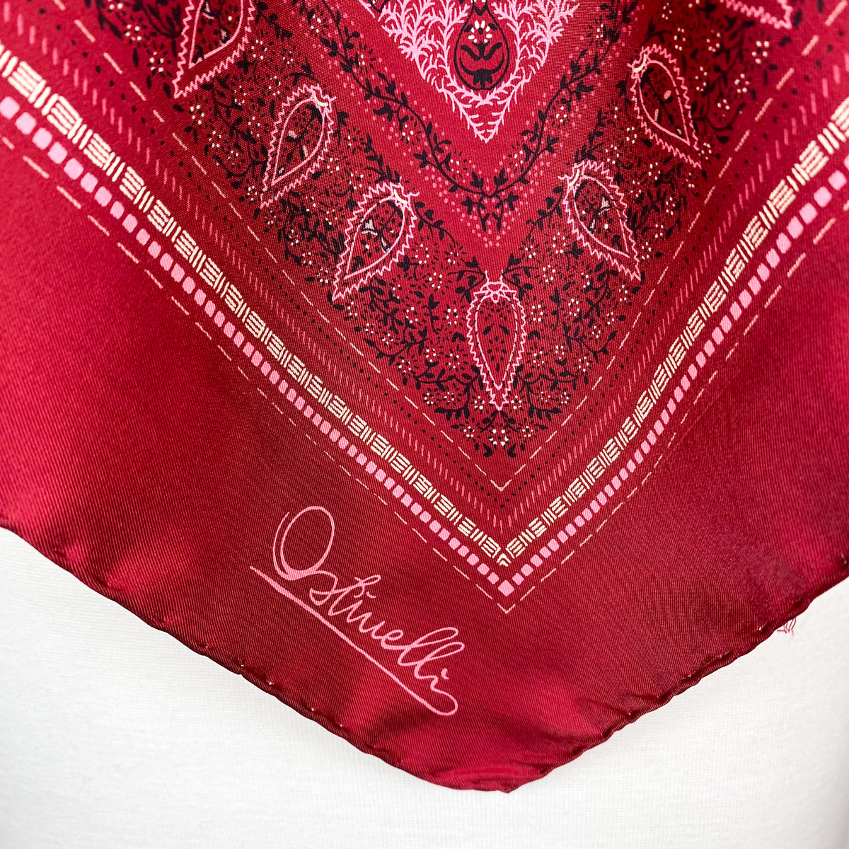 Unworn 1970s Ostinelli Paisley Vintage Silk Scarf