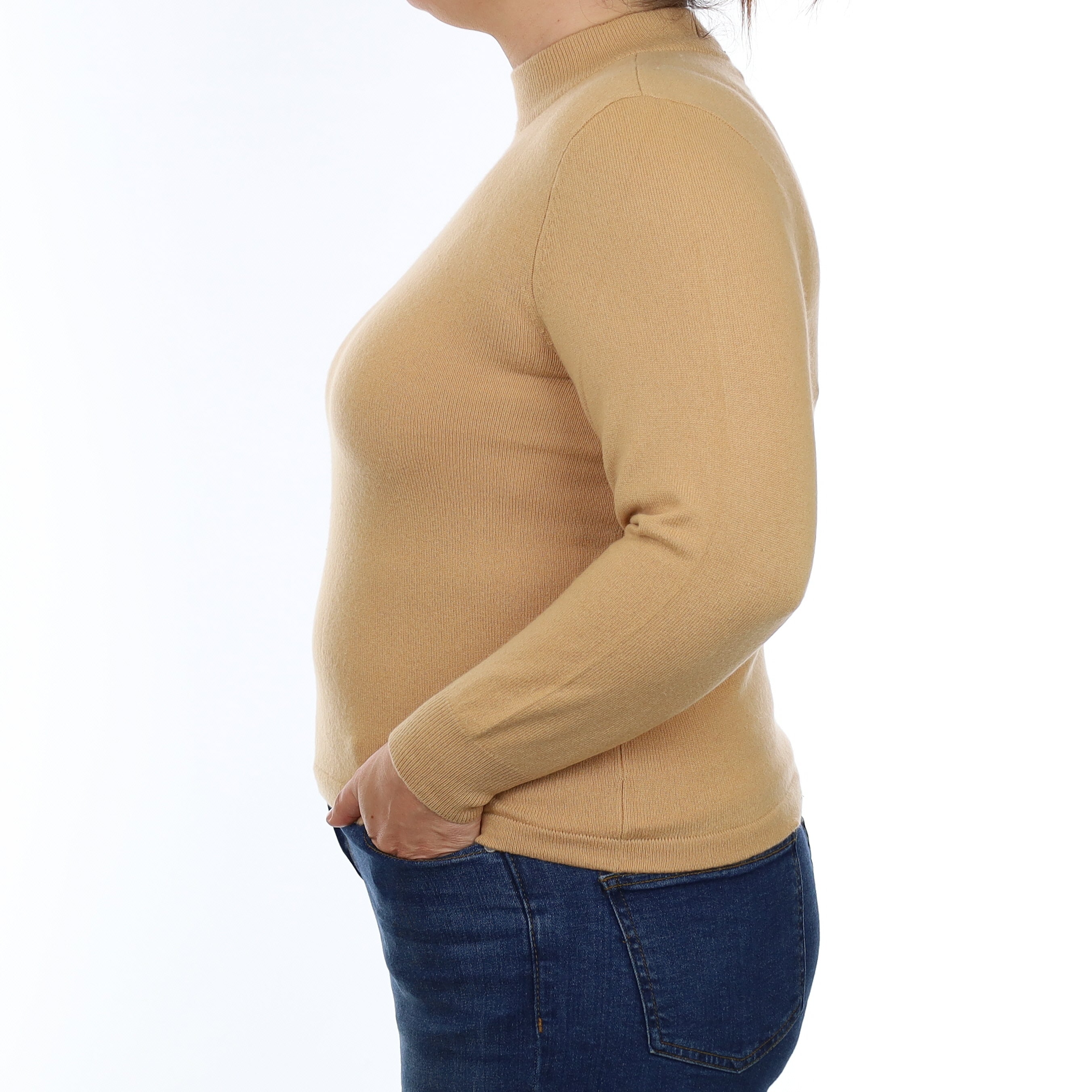 Honey Beige Cashmere Turtle Neck Jumper Large