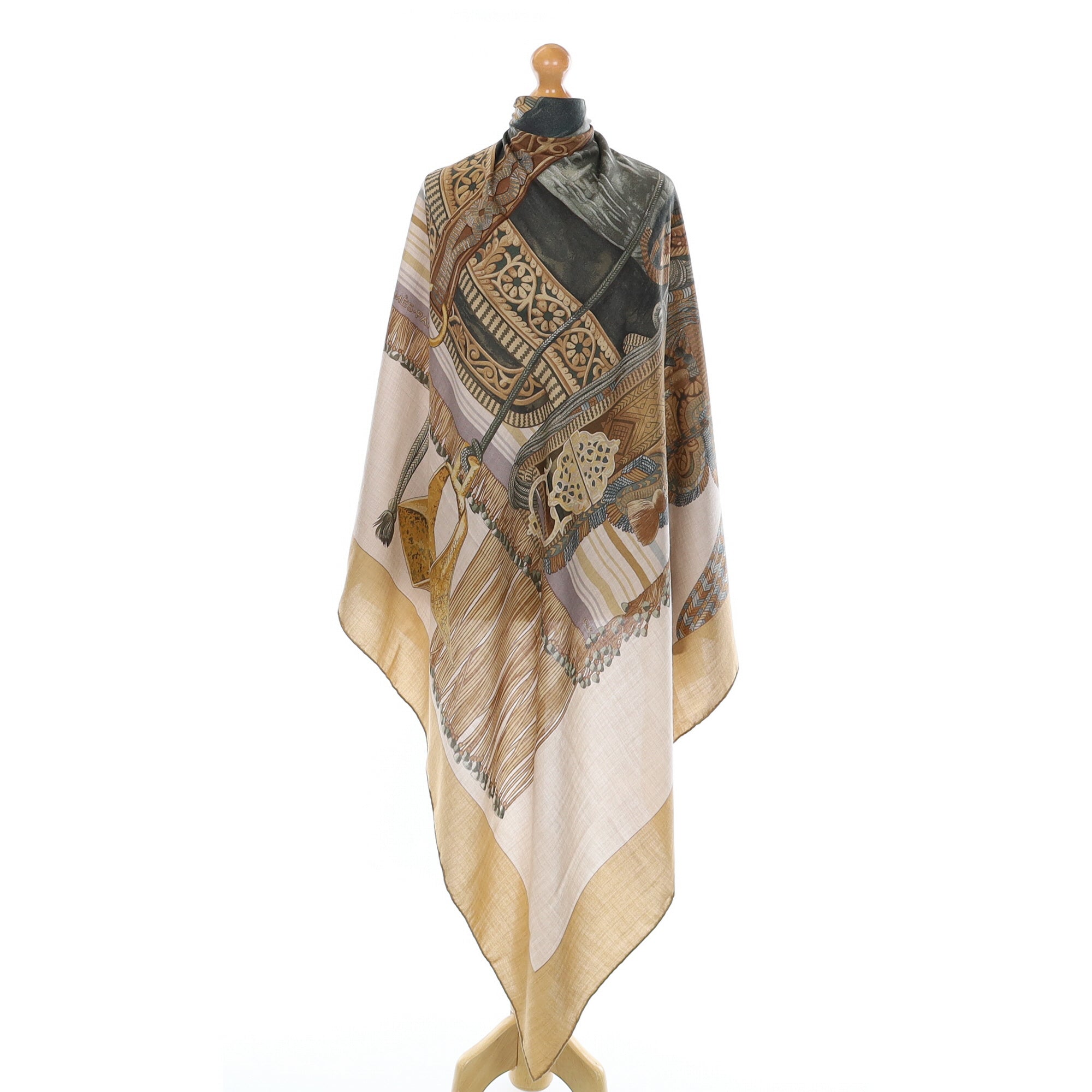 Hermès Selle D’apparat Marocaine 140 Silk & Cashmere Shawl Quite Rare
