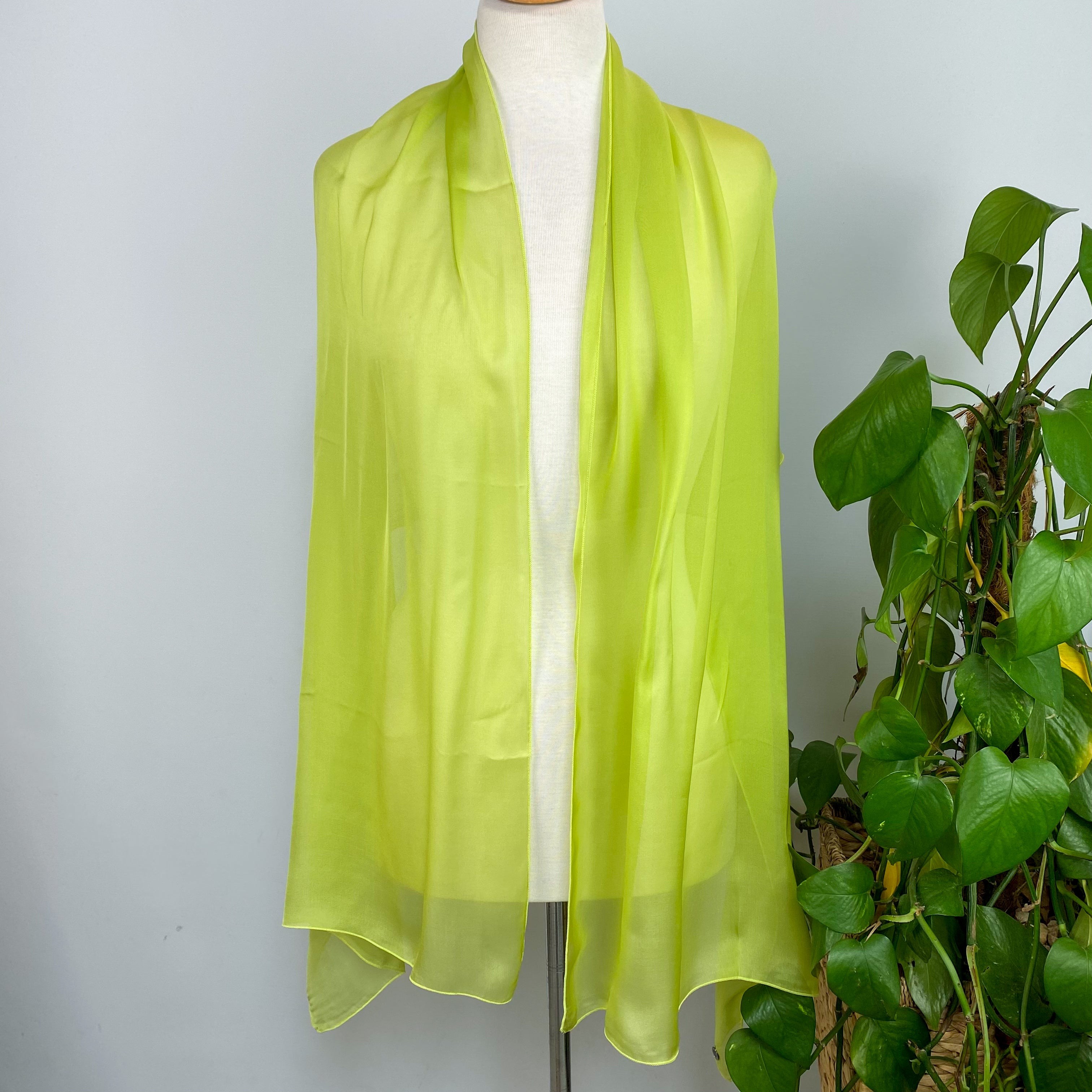 Pistachio Green Long Silk Scarf
