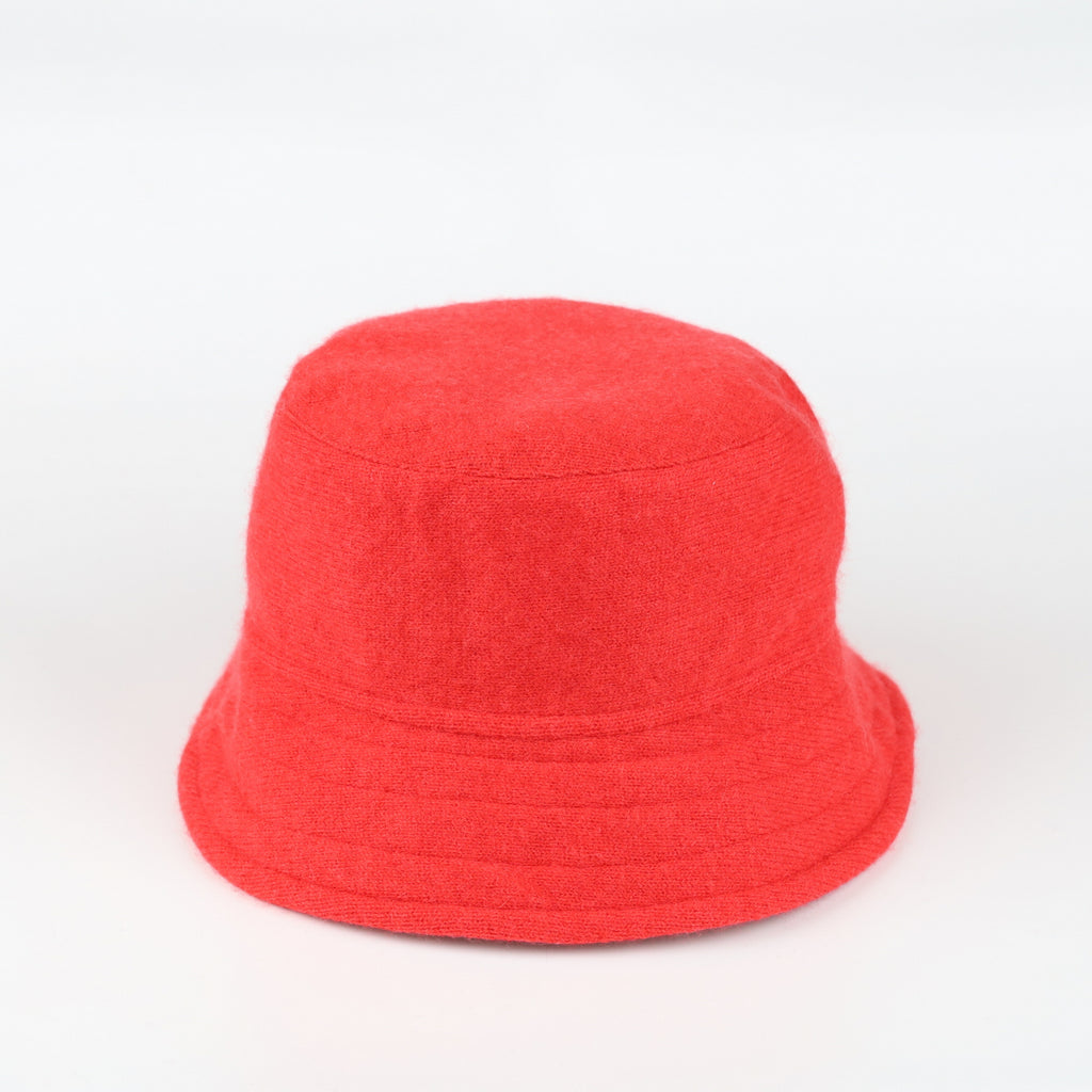 Raspberry Pink and Vermillion Reversible Cashmere Bucket Hat Medium