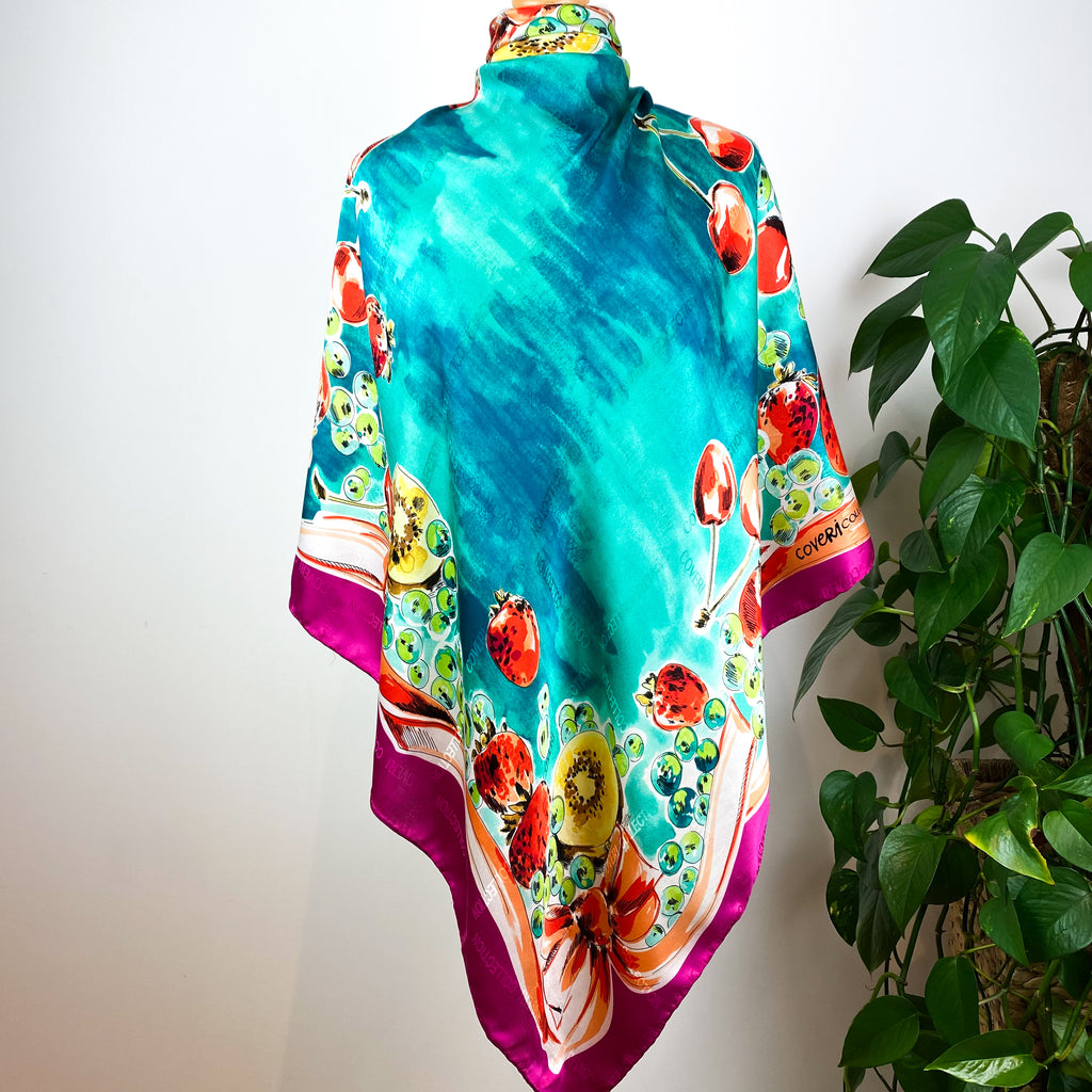 Large Vivid Satin Italian Silk Scarf