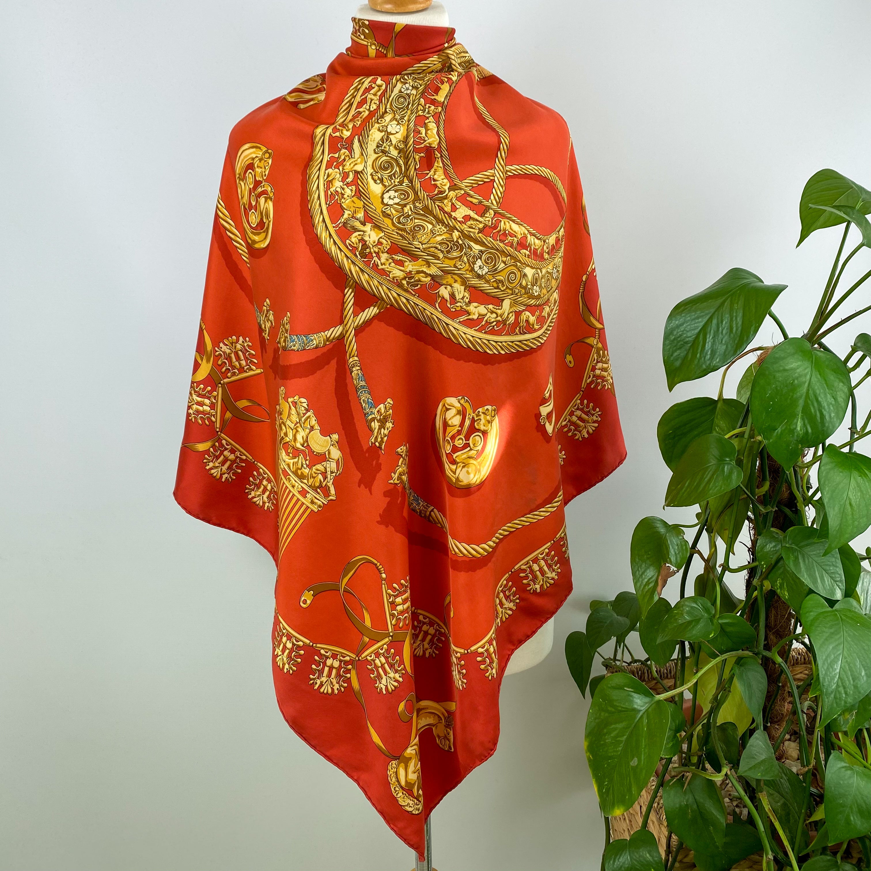 Hermès Les Cavaliers D’Or Vintage Silk Scarf