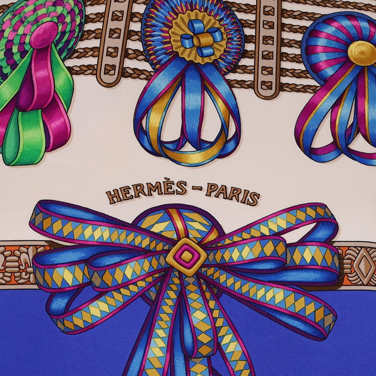 Quite Rare Hermès Les Rubans Du Cheval Silk Scarf