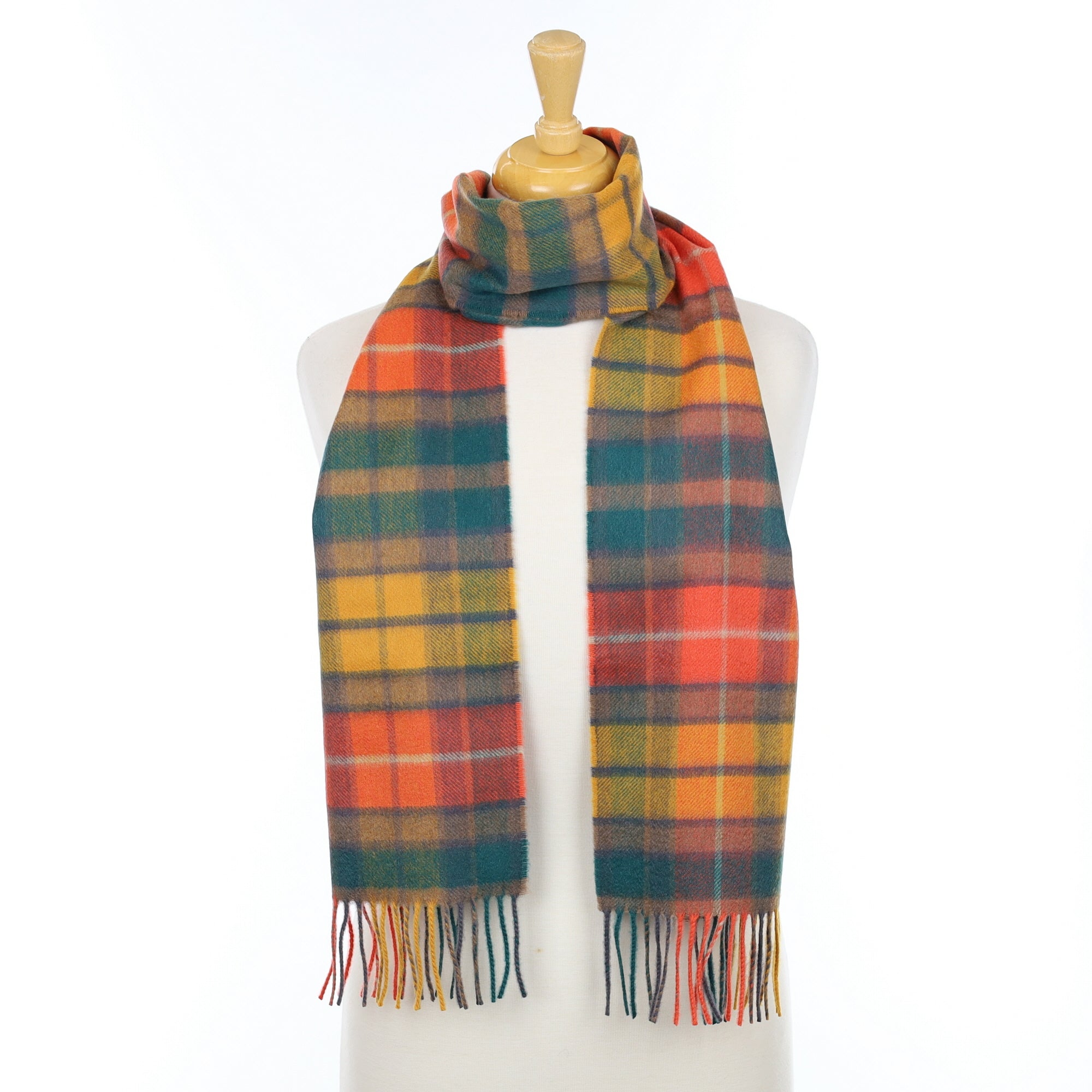 Brand New Scottish Multicoloured Checked Cashmere Scarf