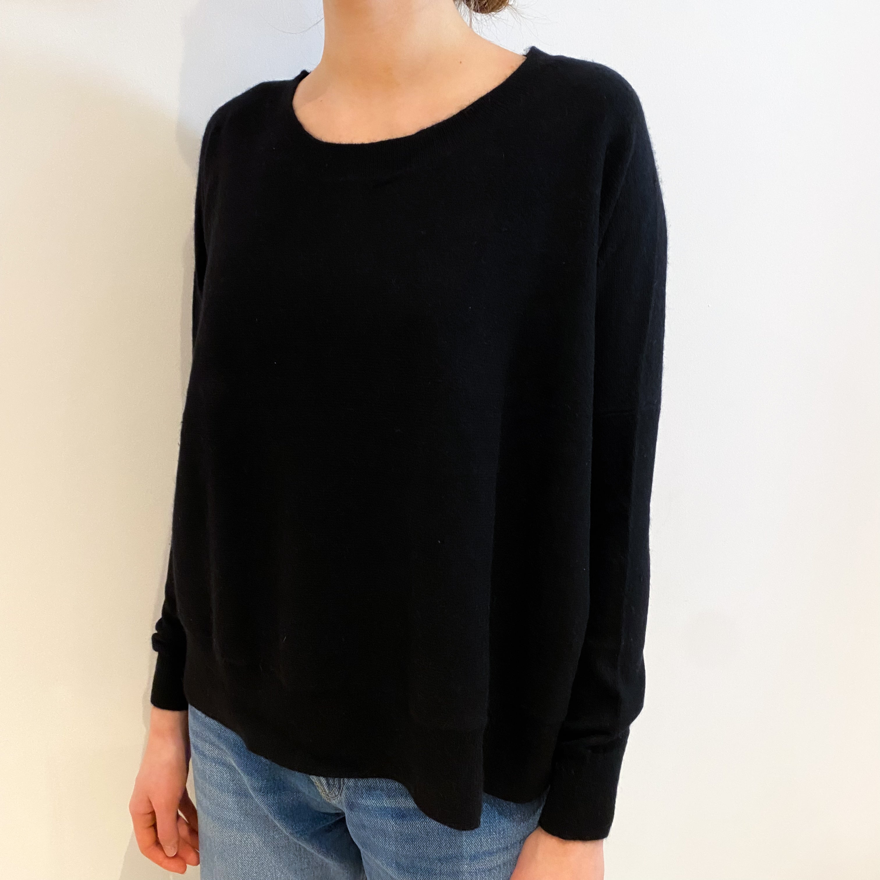 Black Super Slouchy Cashmere Crew Neck Jumper Extra Small