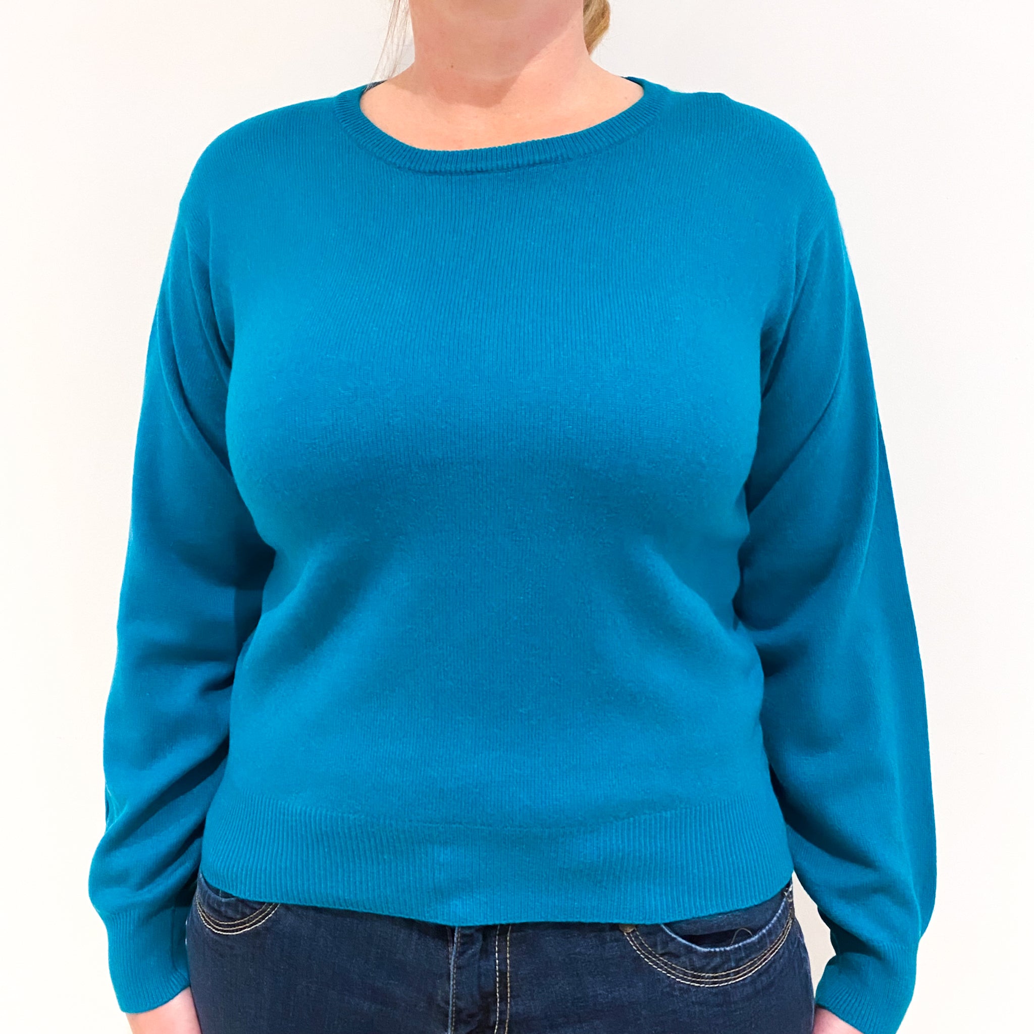 Parakeet Green Cashmere Crew Neck Jumper Large