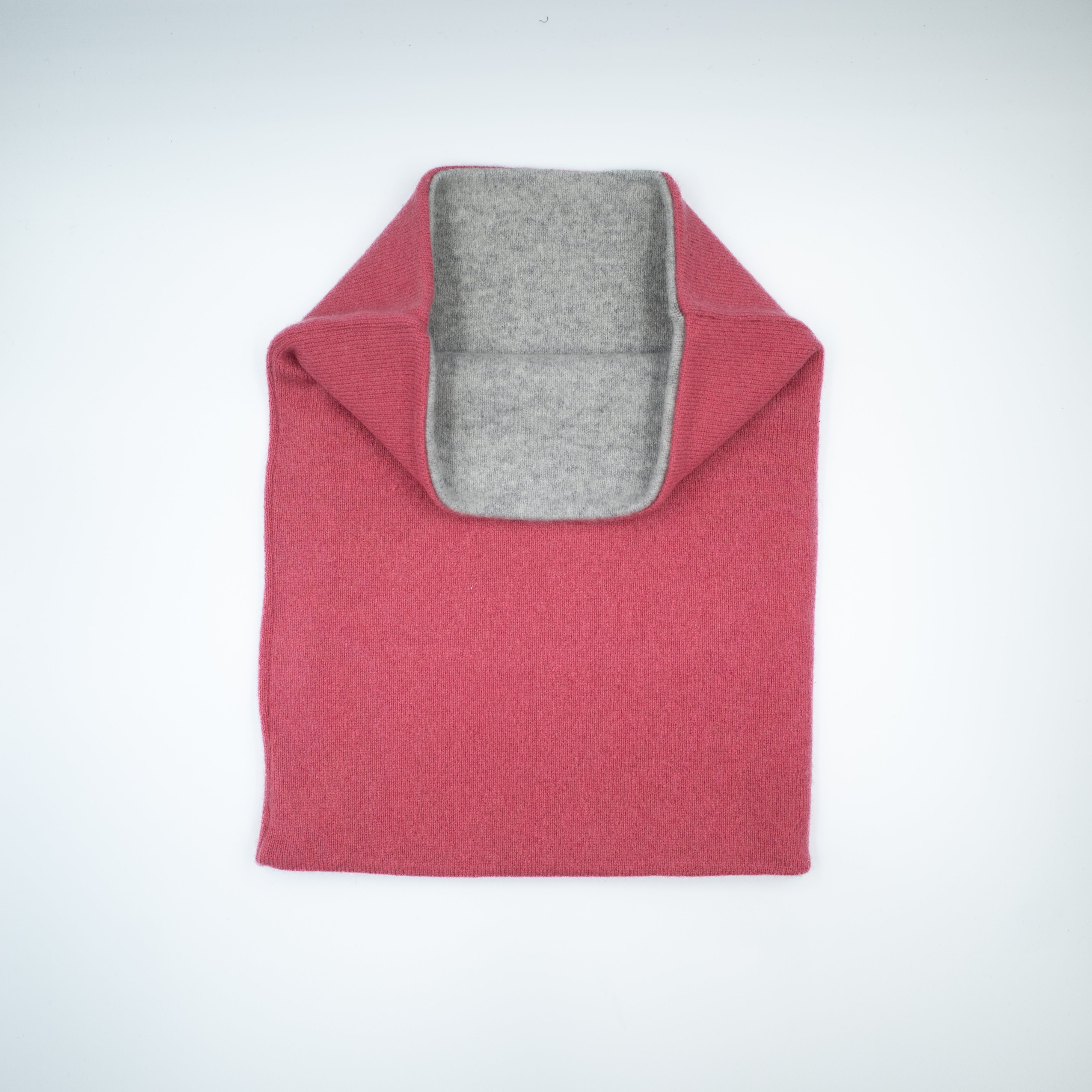 Rose Pink and Pale Grey Luxury Double Layered Snood