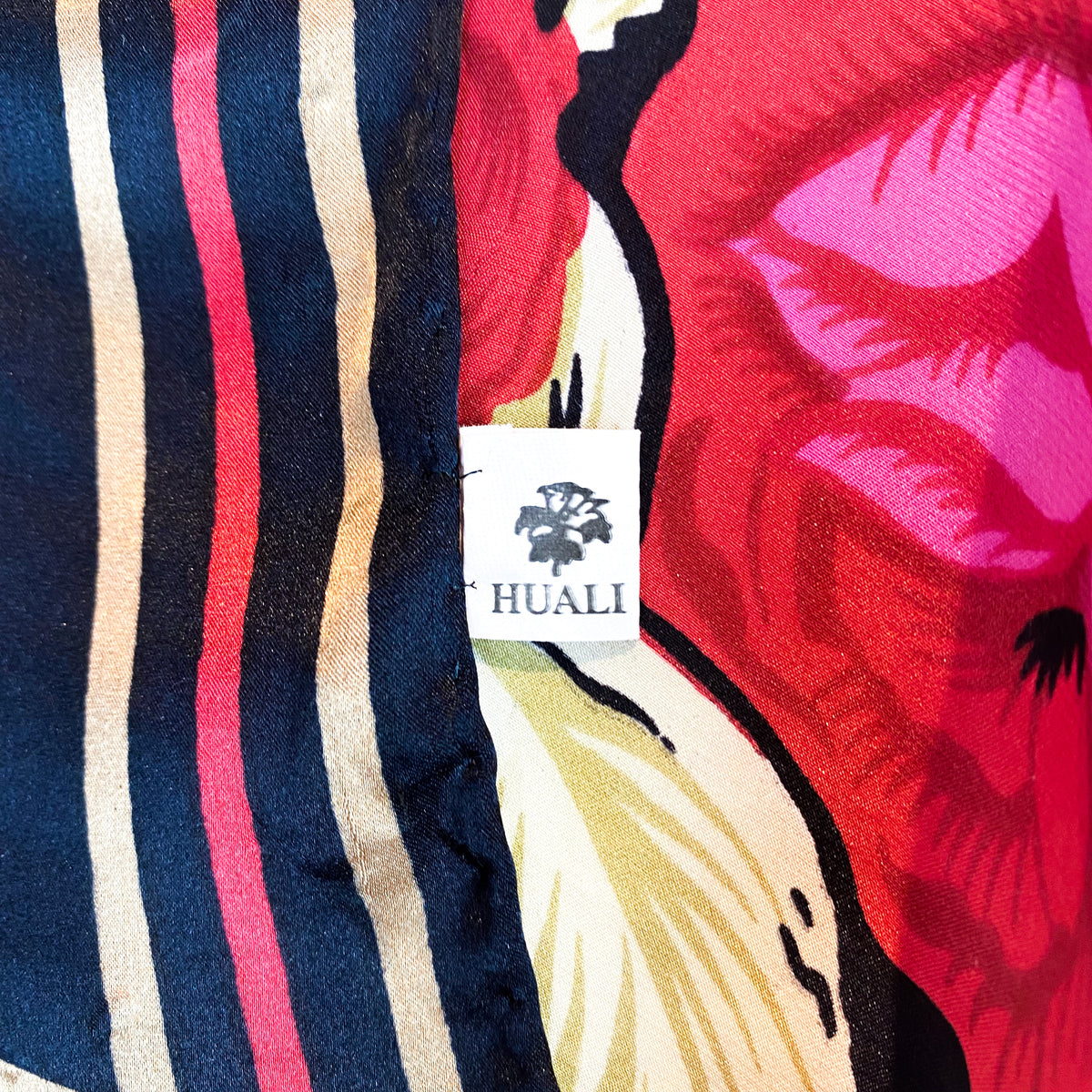 Huali Floral Pattern Silk Scarf