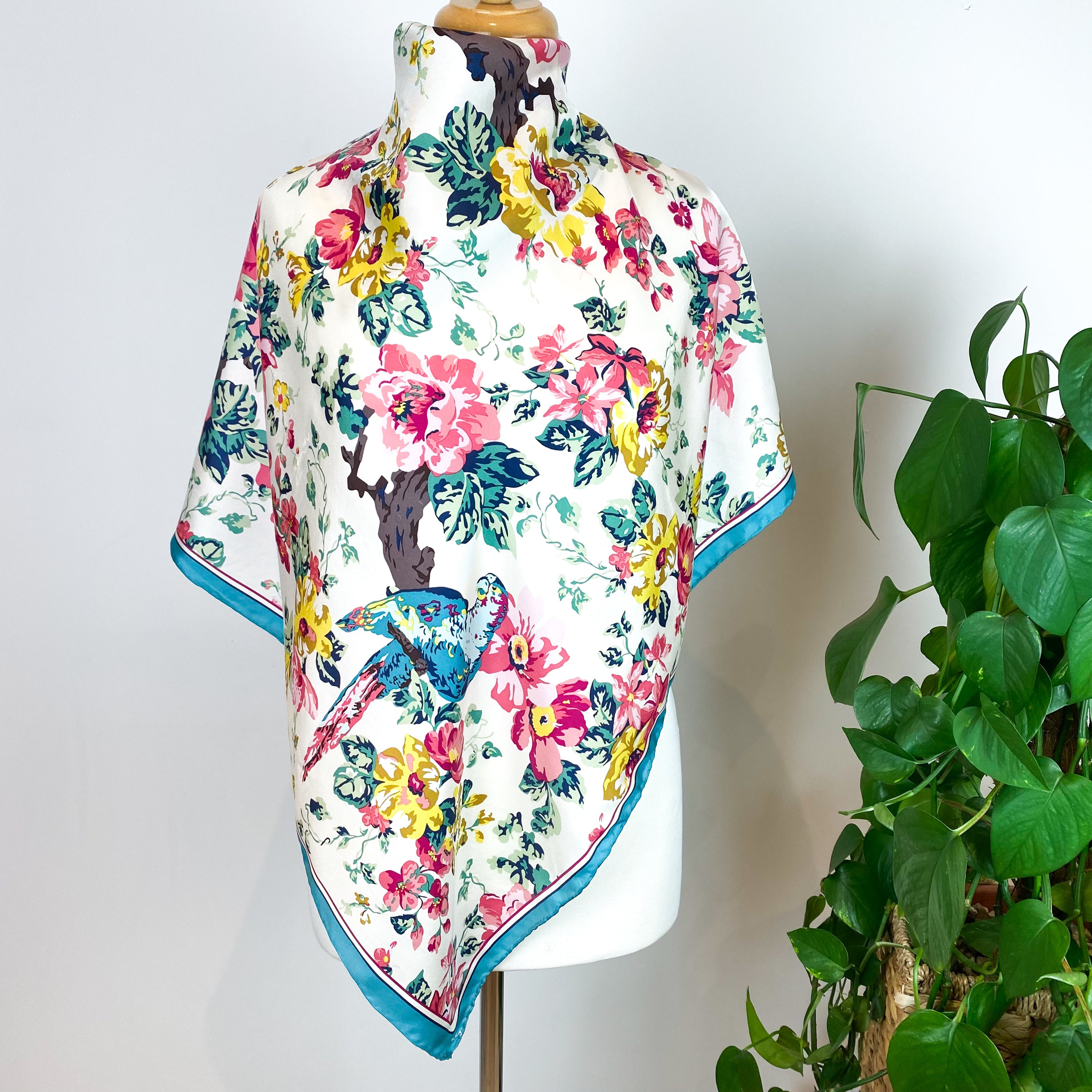 Joules Light Floral Silk Scarf