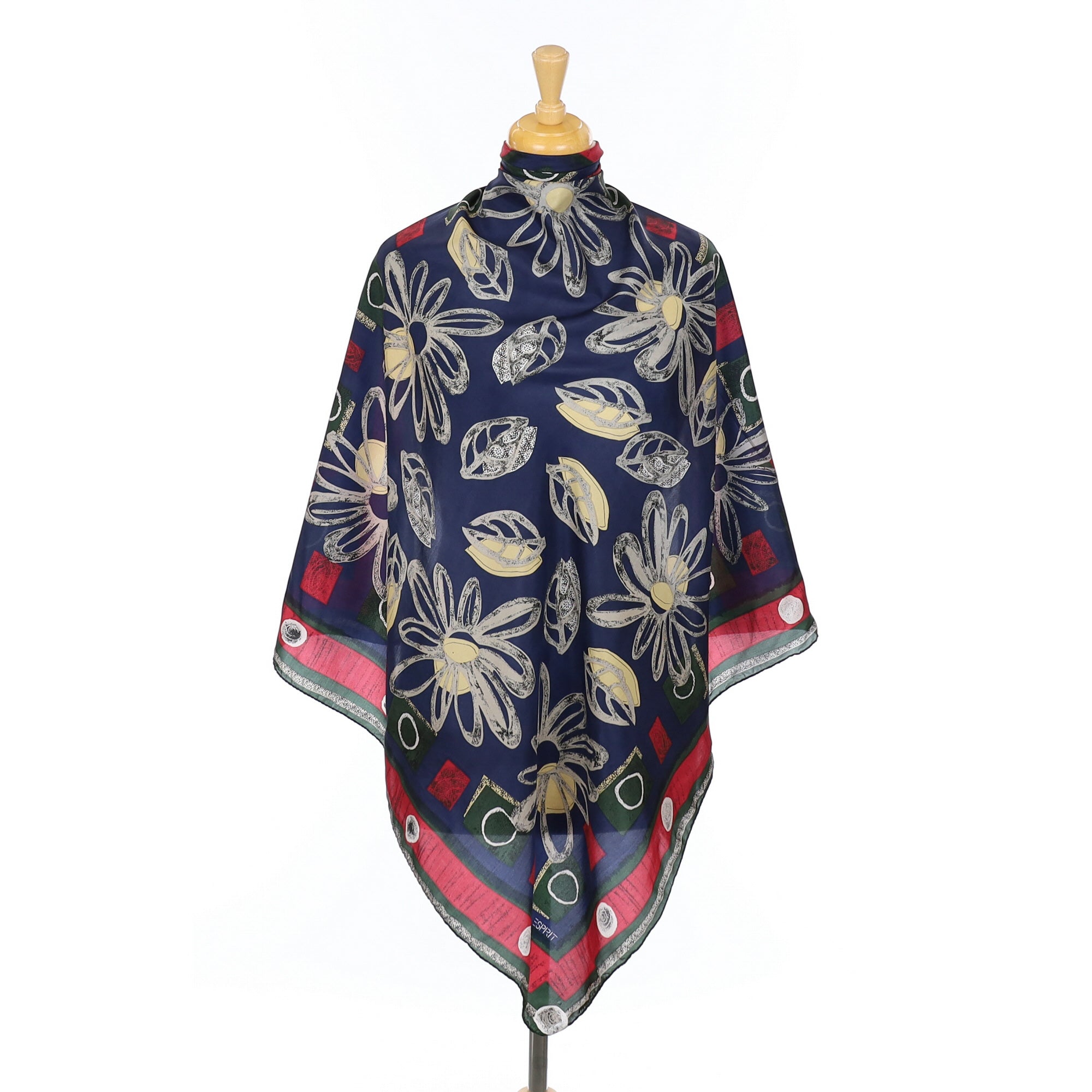 Esprit Abstract Leaf Vintage Silk Scarf