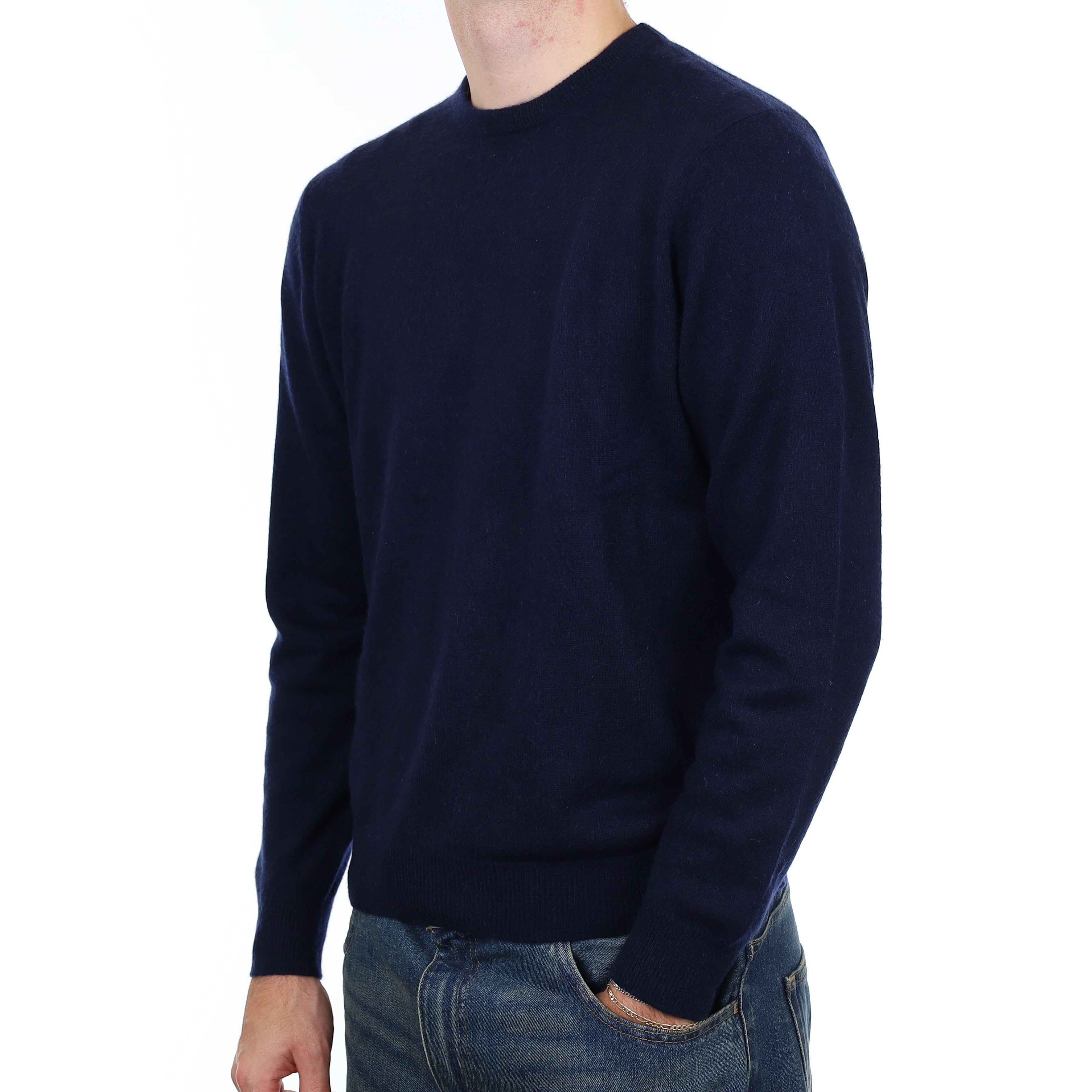 Men’s Navy Cashmere Crew Neck Jumper Medium