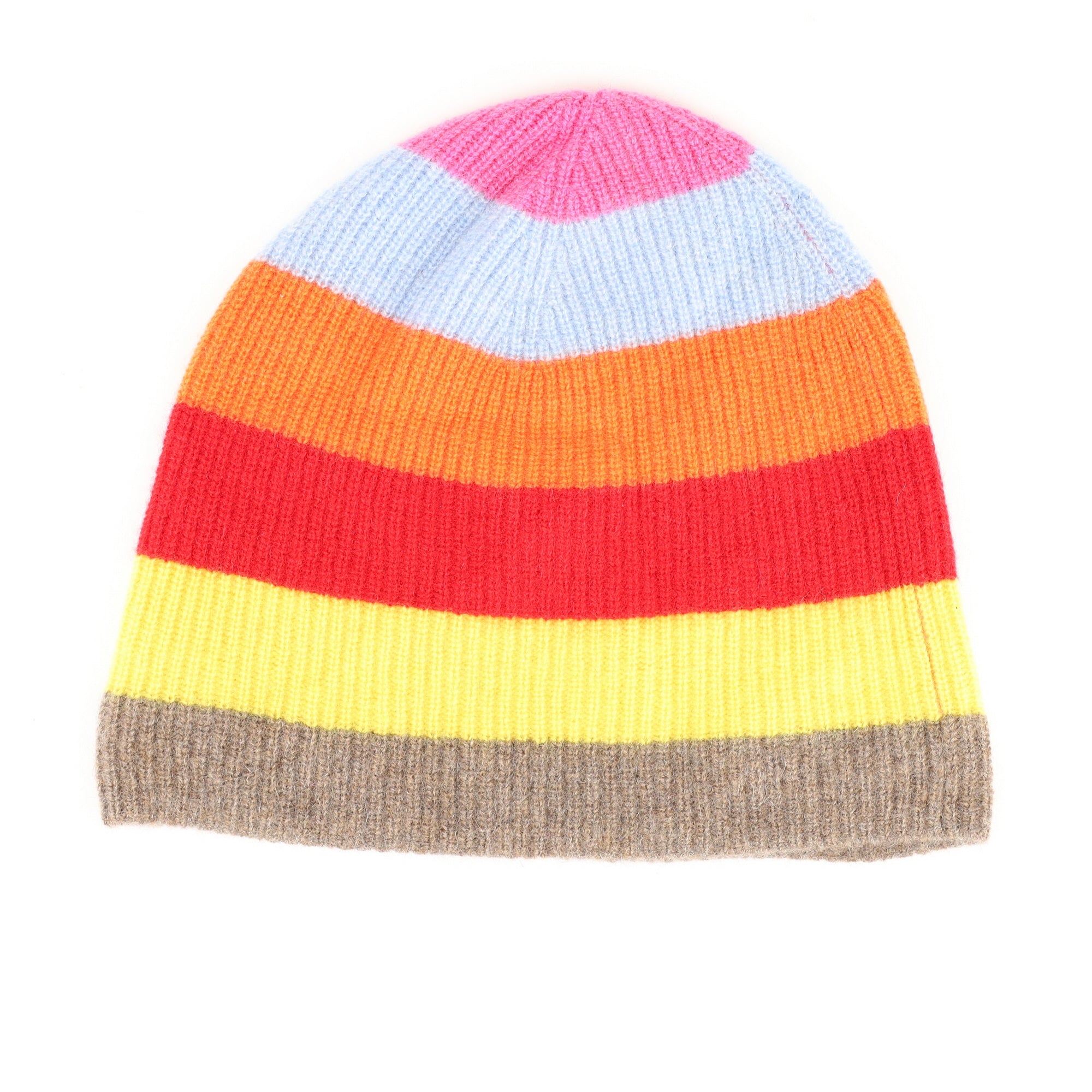 Rainbow Stripe Cashmere Beanie Hat