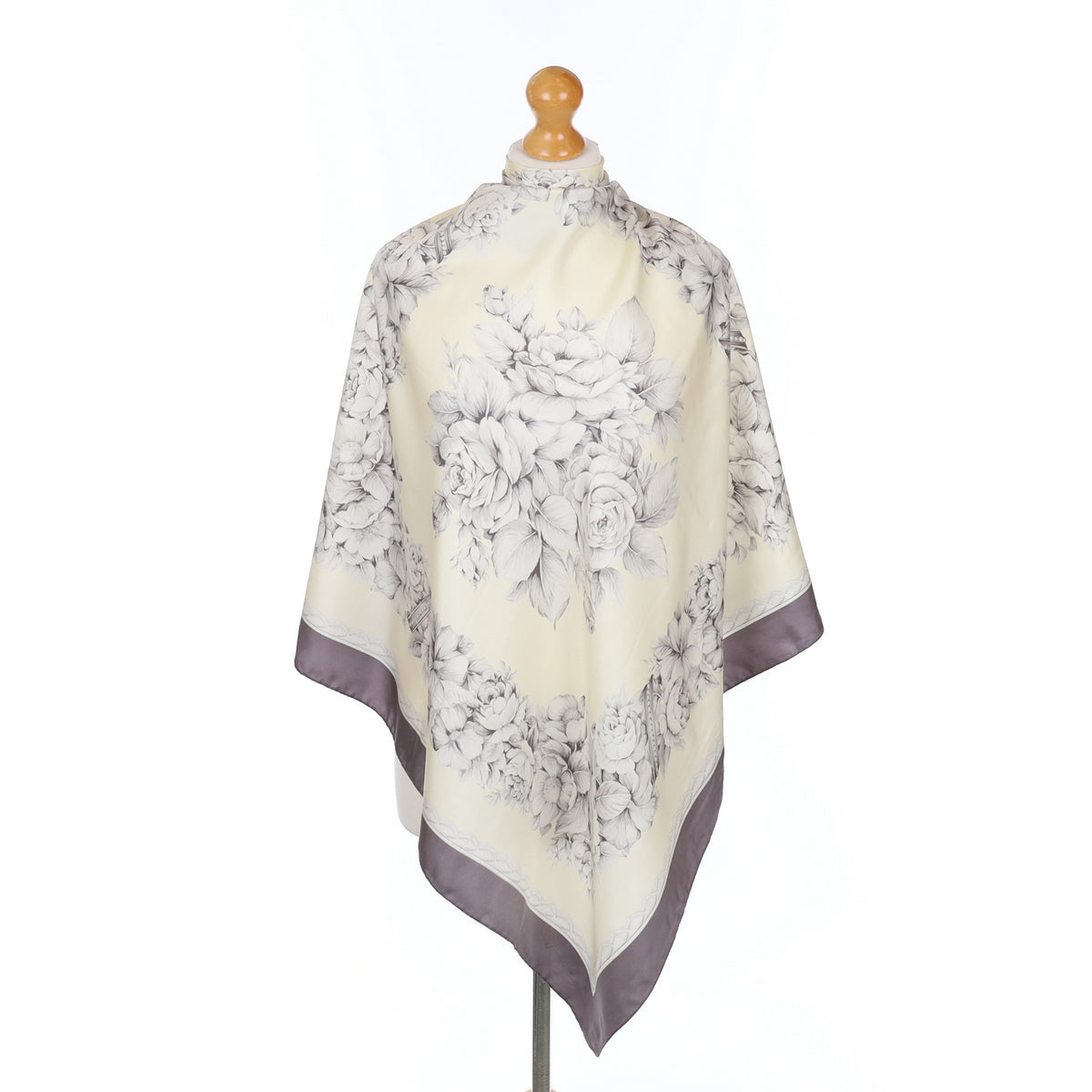 Jaeger Pale Yellow and Grey Vintage Silk Scarf