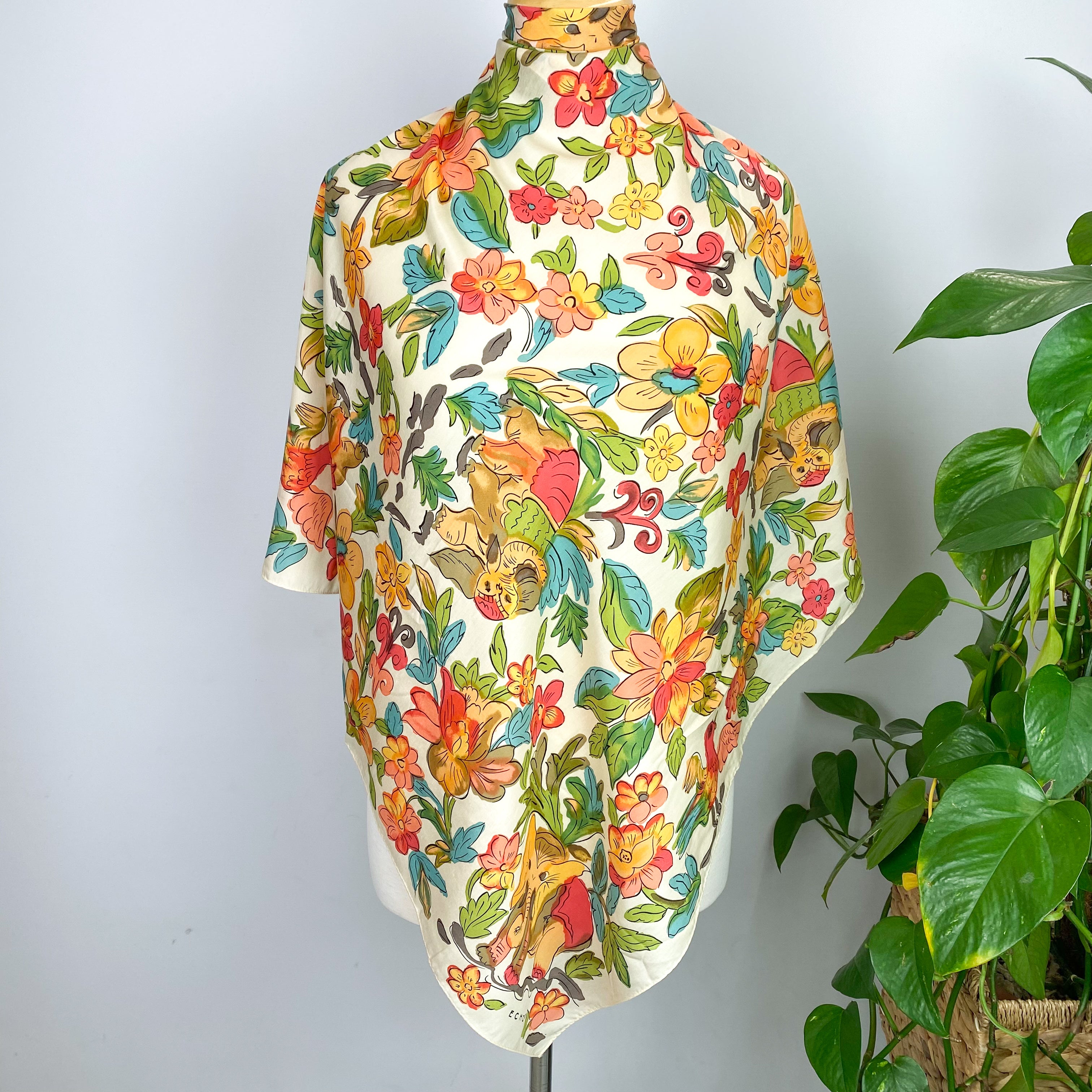 Pretty Floral Echo Silk Scarf