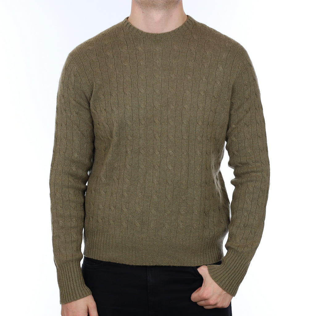 Men’s Ralph Lauren Khaki Cable Crew Neck Jumper XL
