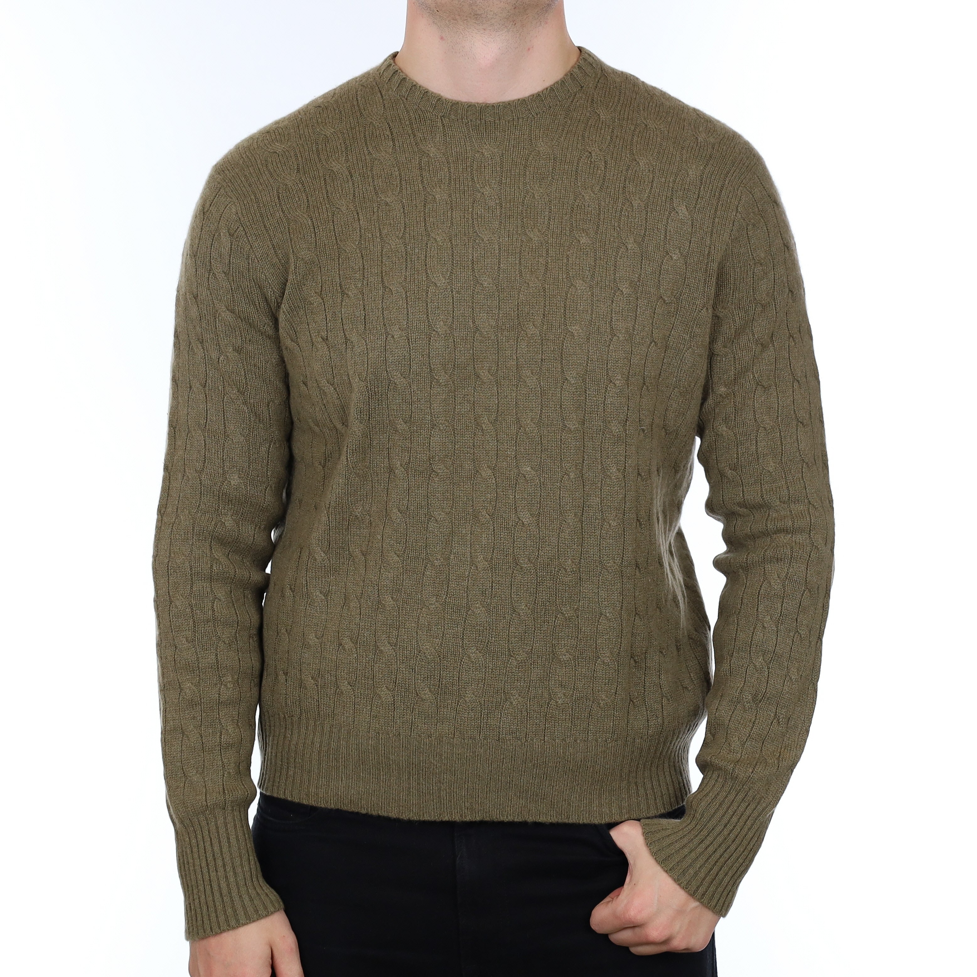 Men’s Ralph Lauren Khaki Cable Crew Neck Jumper XL