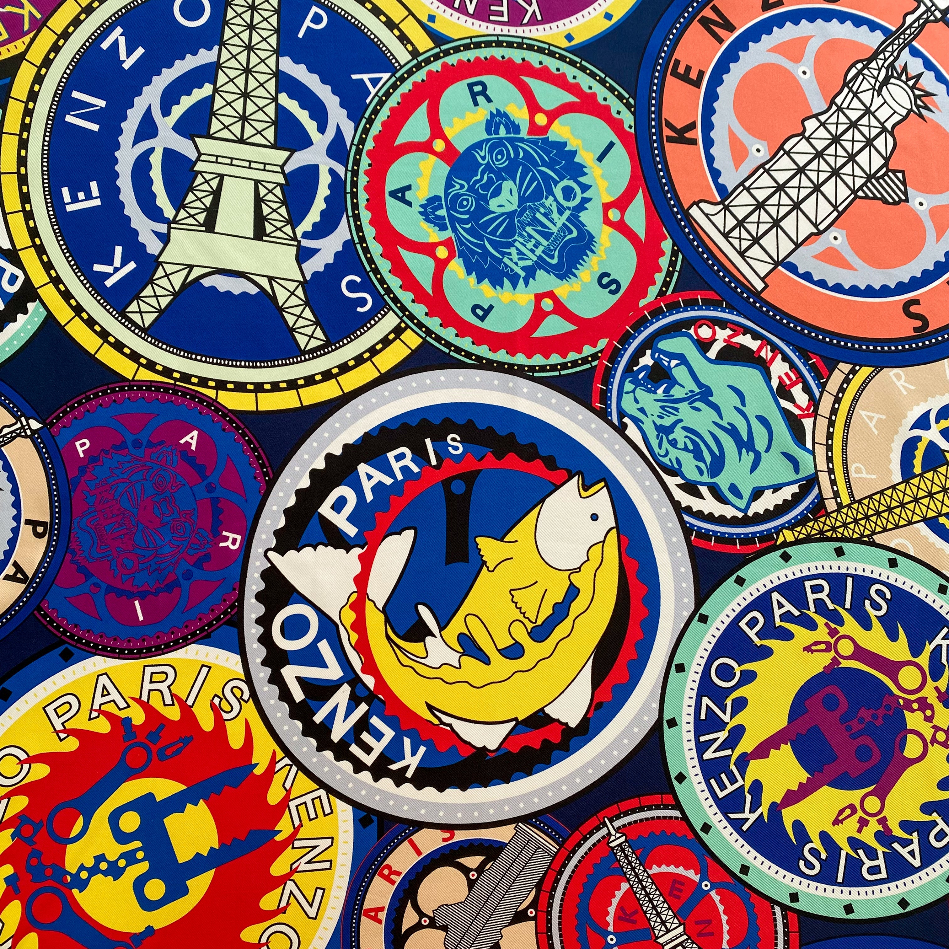 Kenzo Colourful Designer Silk Scarf
