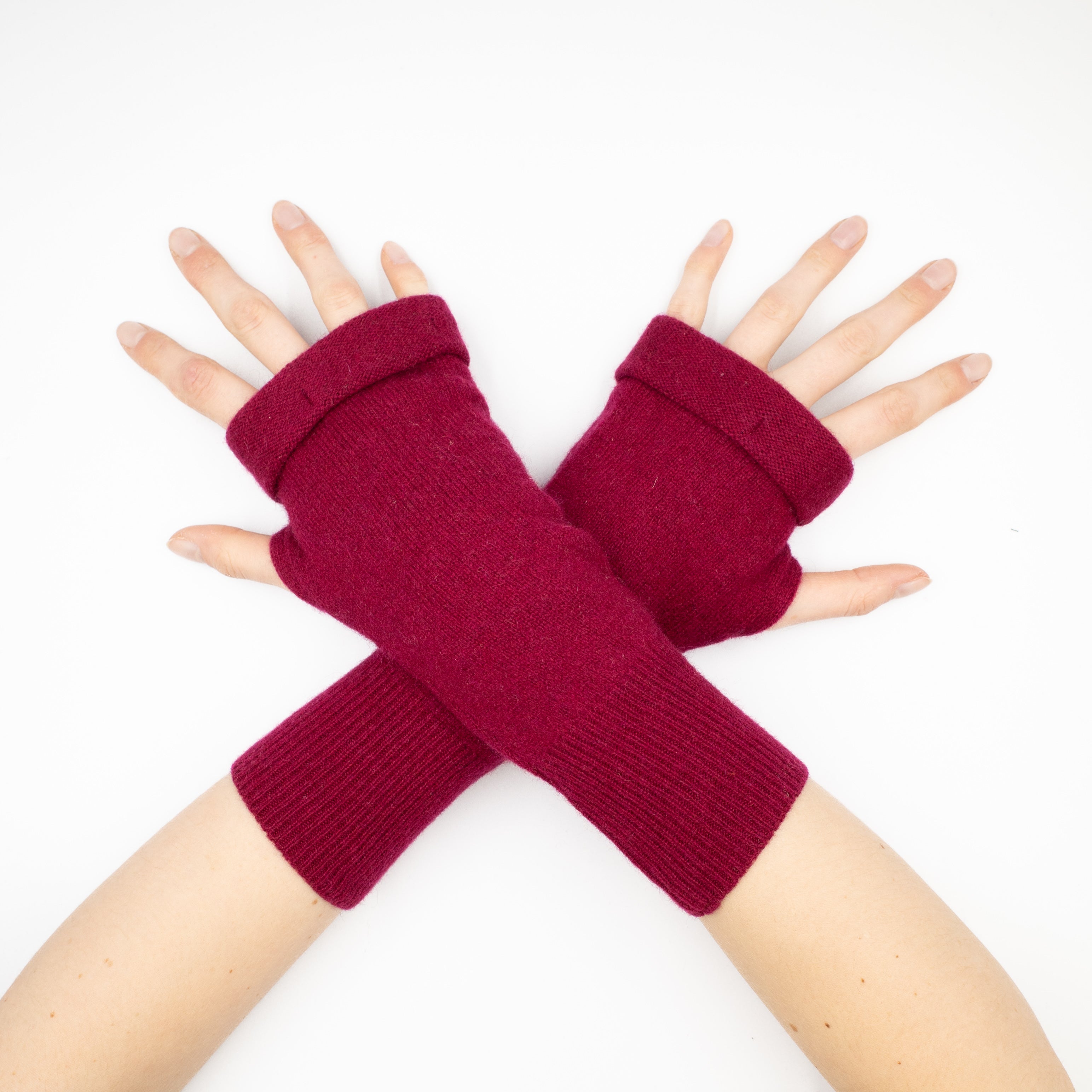 Wine Red Fingerless Gloves