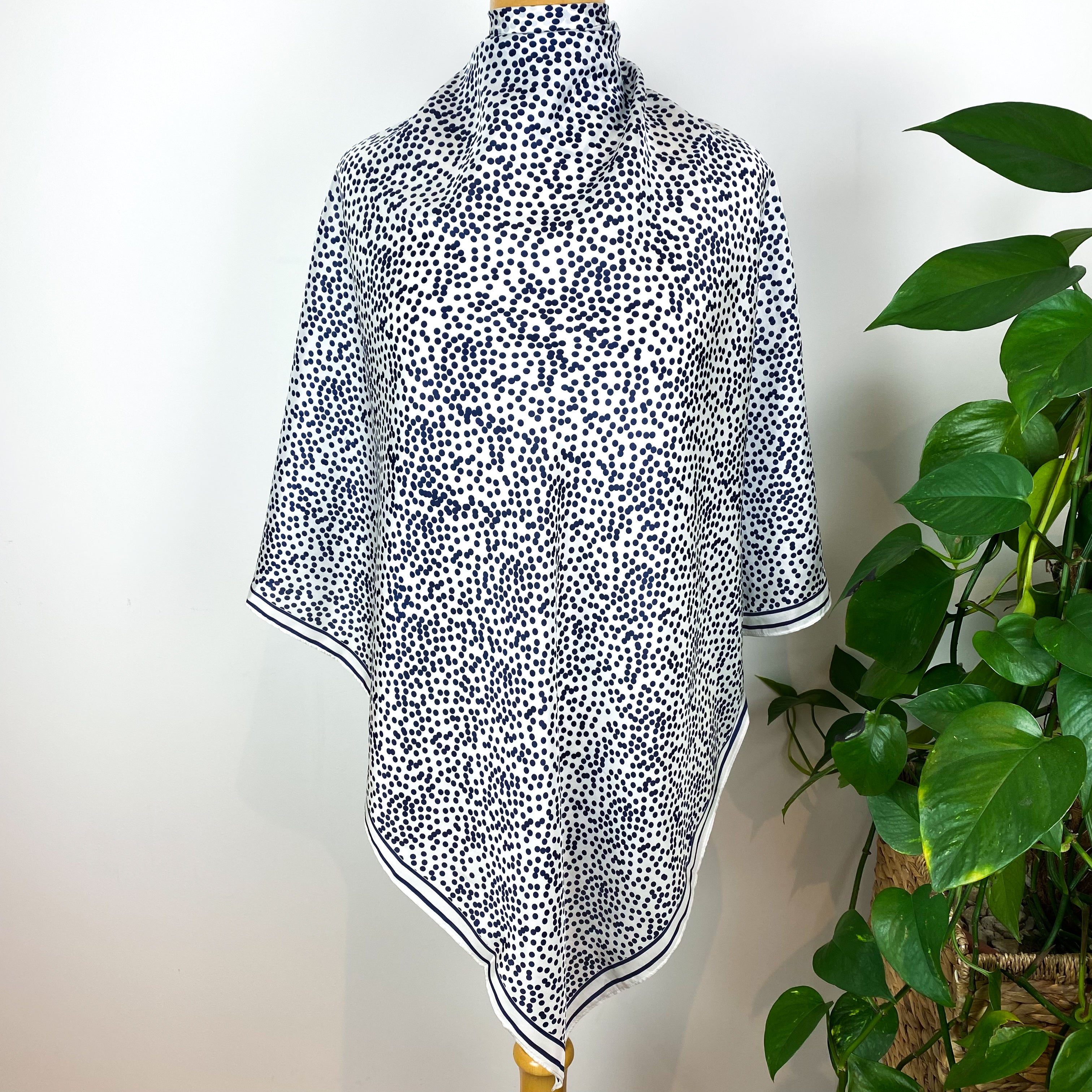 Brand New Navy and White Silk Scarf
