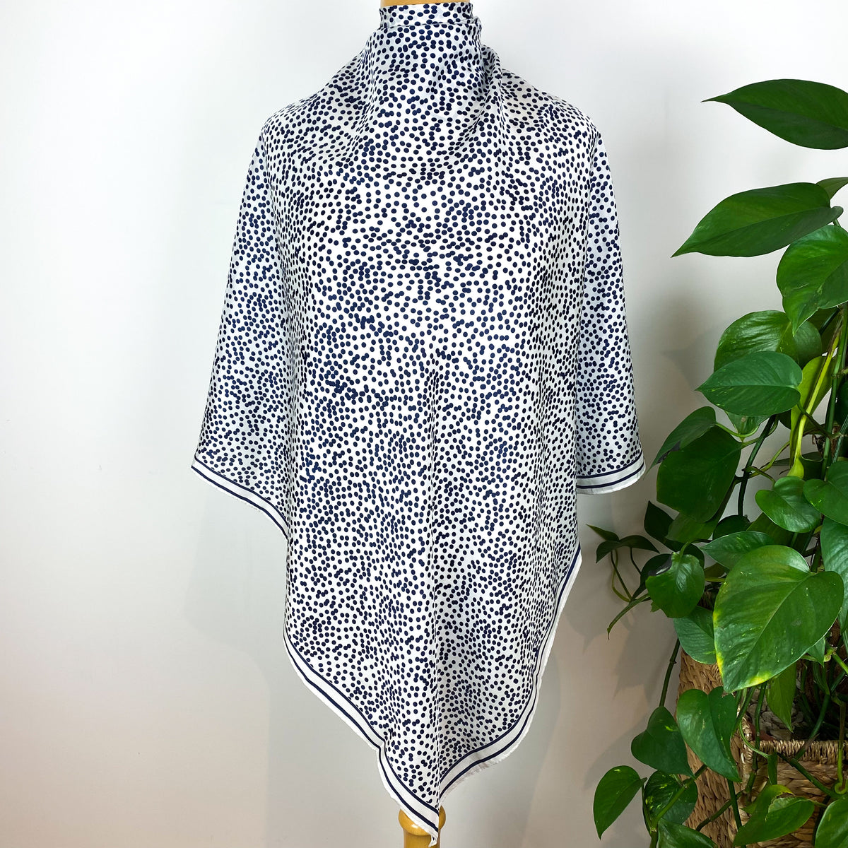 Brand New Navy and White Silk Scarf