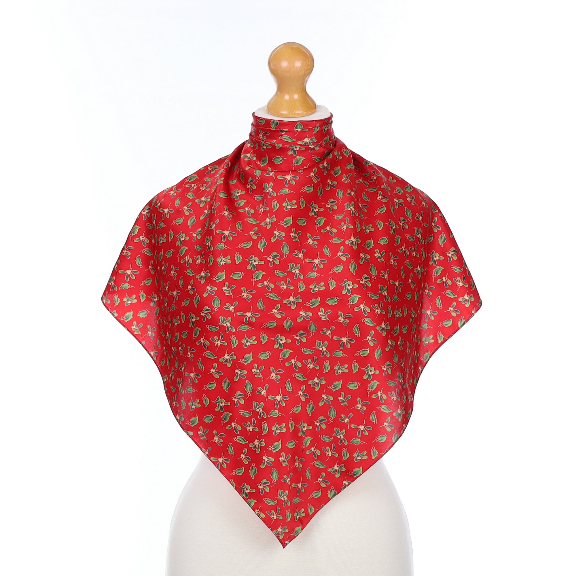 Echo Red Festive Leaf Design Silk Scarf