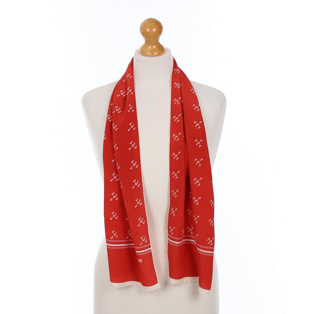 Jaeger Long Red Vintage Silk Scarf