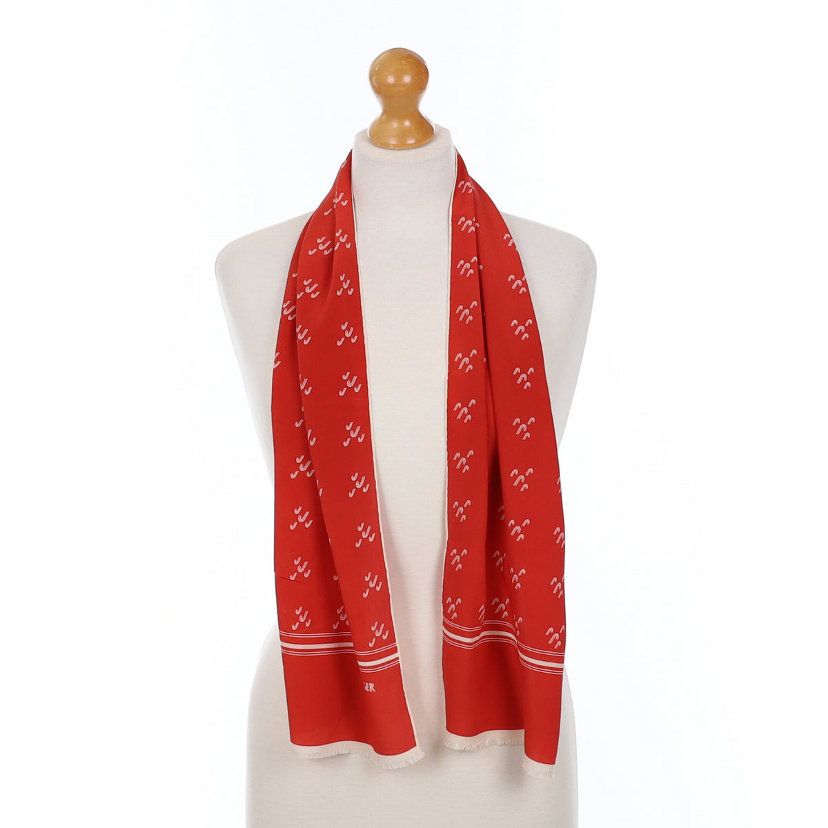 Jaeger Long Red Vintage Silk Scarf
