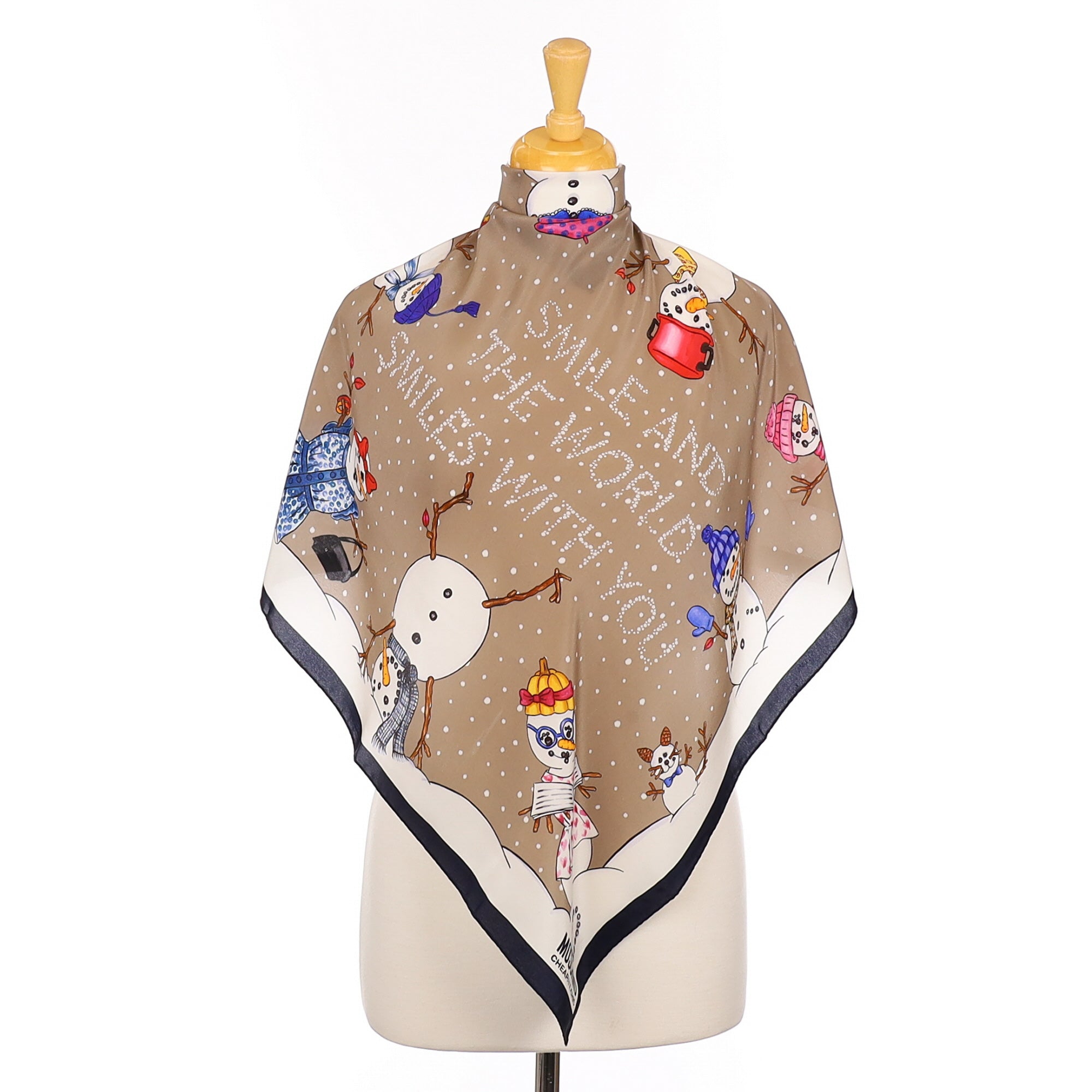 Unworn Moschino Snowman Silk Scarf