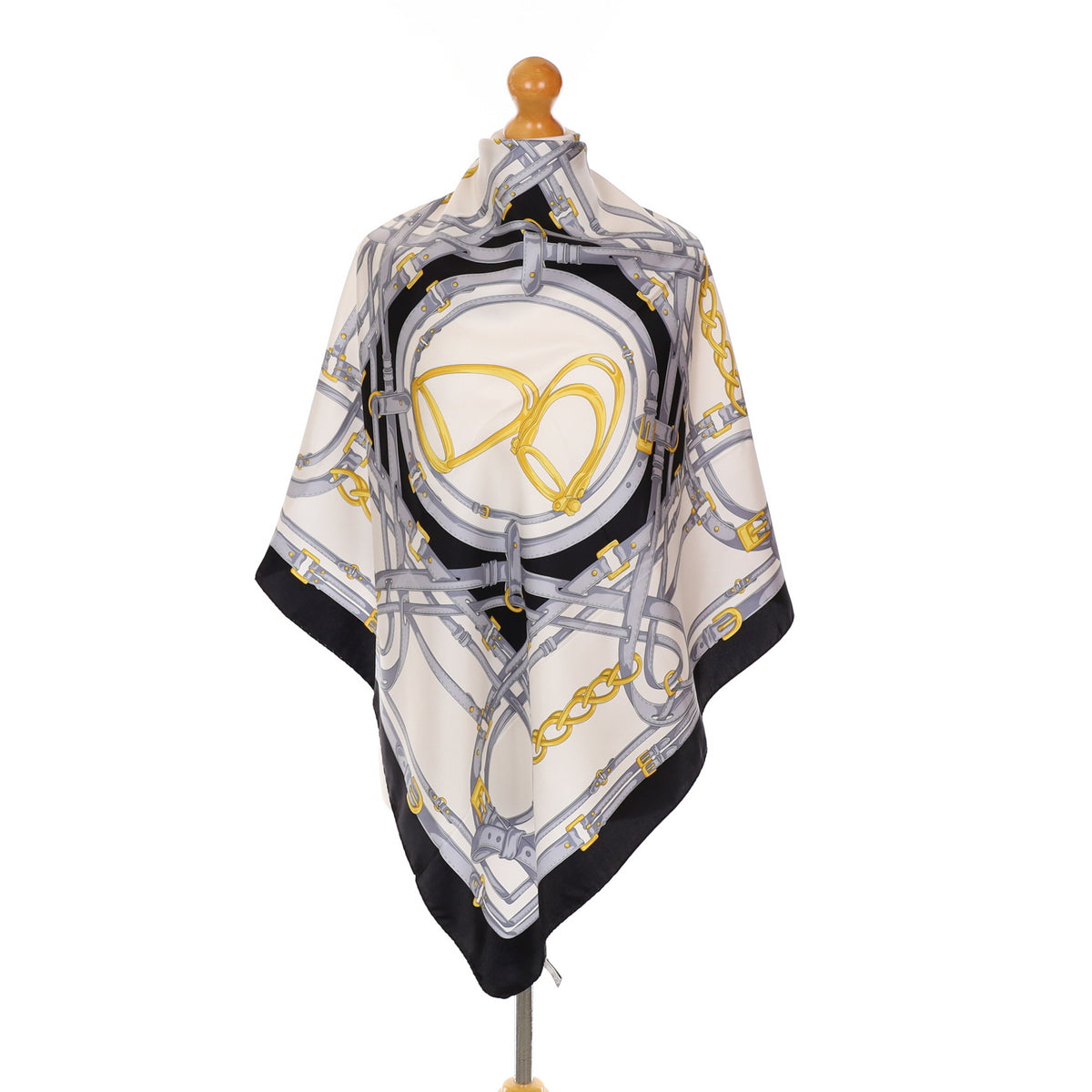 Equestrian Black, Grey and White Silk Scarf