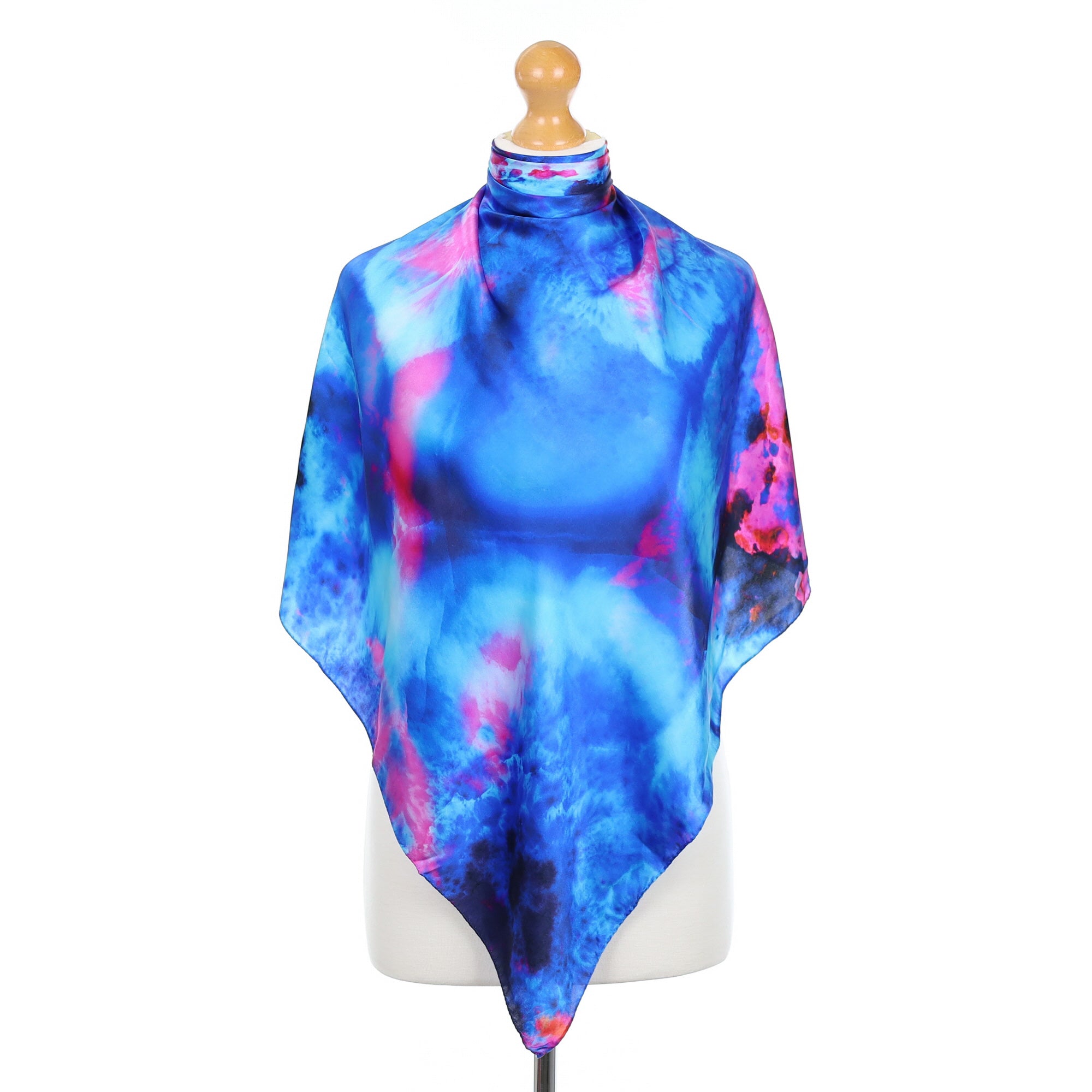 Blue Tie Dye Silk Scarf
