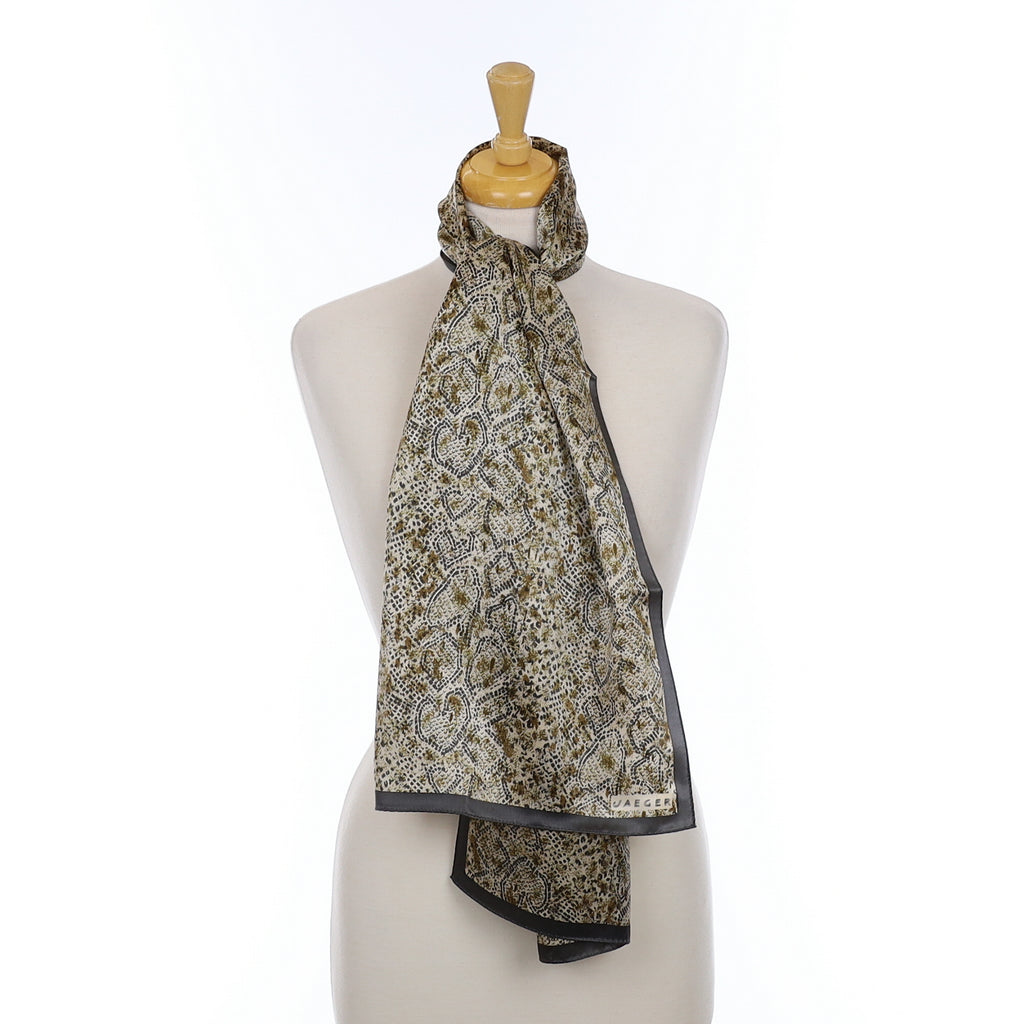 Unworn Jaeger Snakeskin Pattern Long Silk Scarf