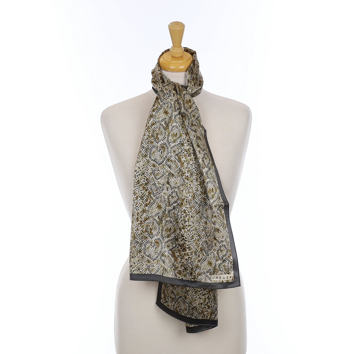 Unworn Jaeger Snakeskin Pattern Long Silk Scarf