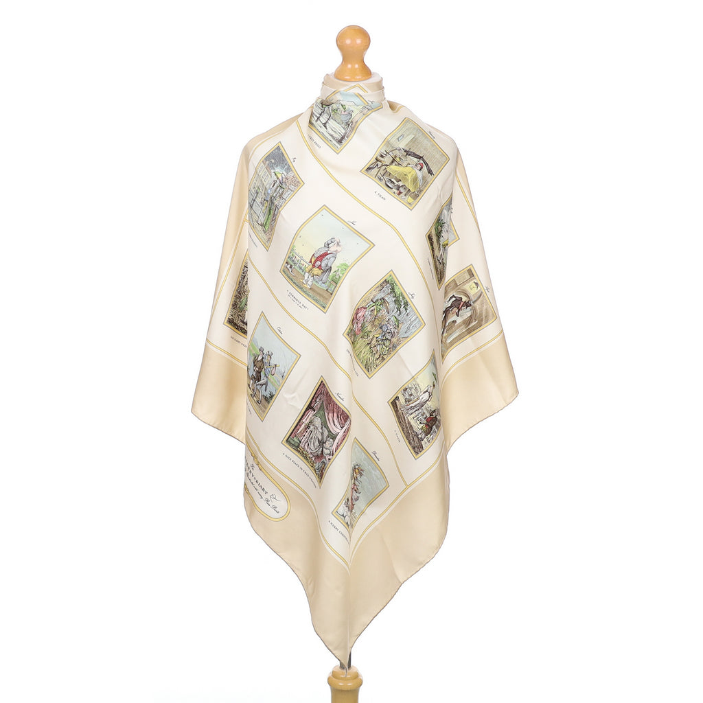 Boxed Burberry Weather Illustration Vintage Silk Scarf