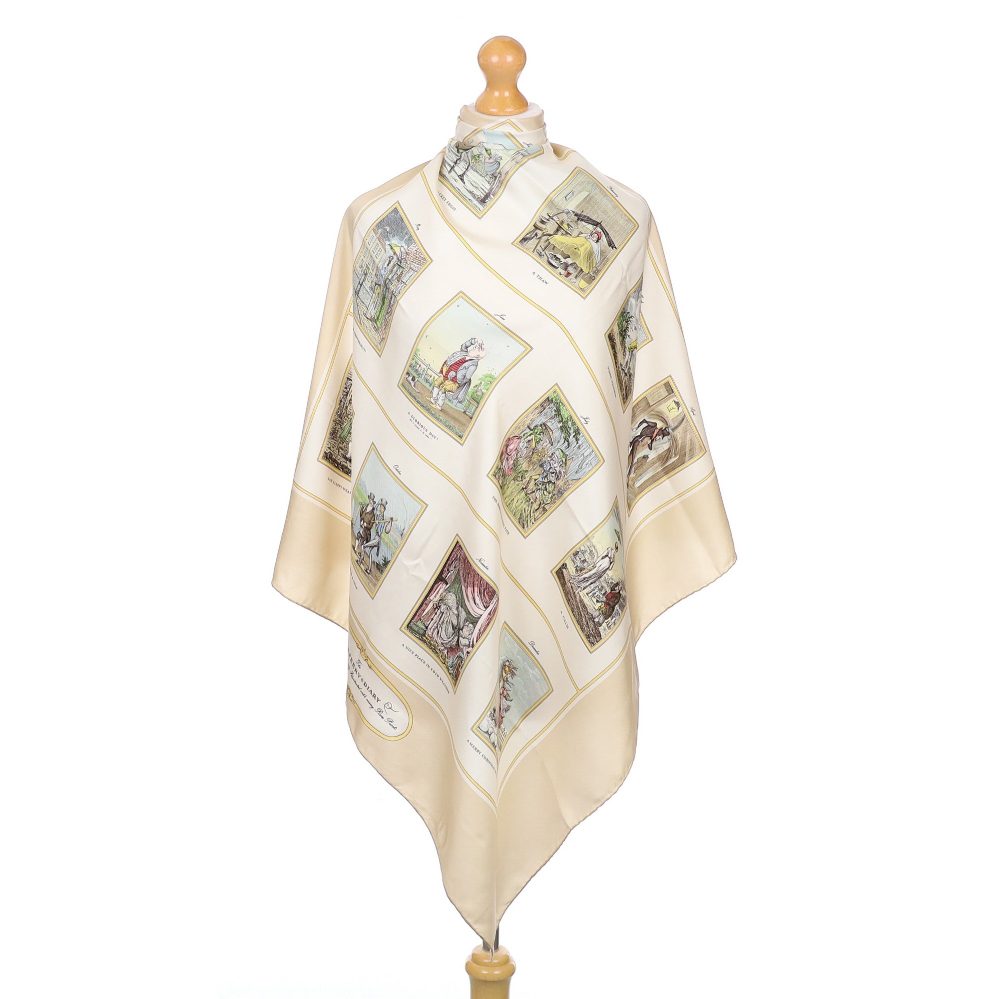 Boxed Burberry Weather Illustration Vintage Silk Scarf