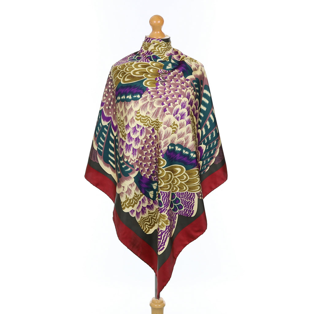 Immaculate Burberrys Vintage Abstract Feathers Silk Scarf
