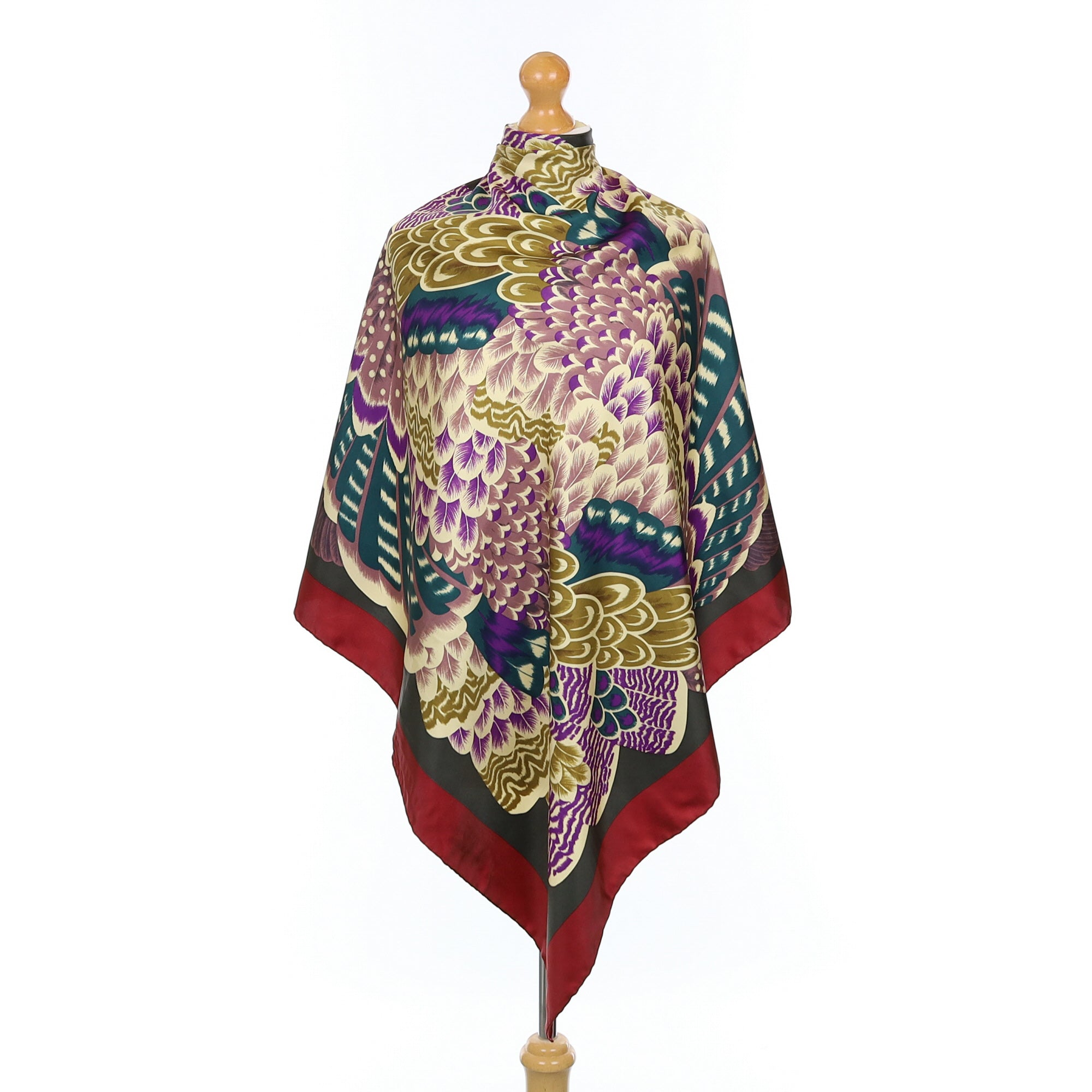 Immaculate Burberrys Vintage Abstract Feathers Silk Scarf