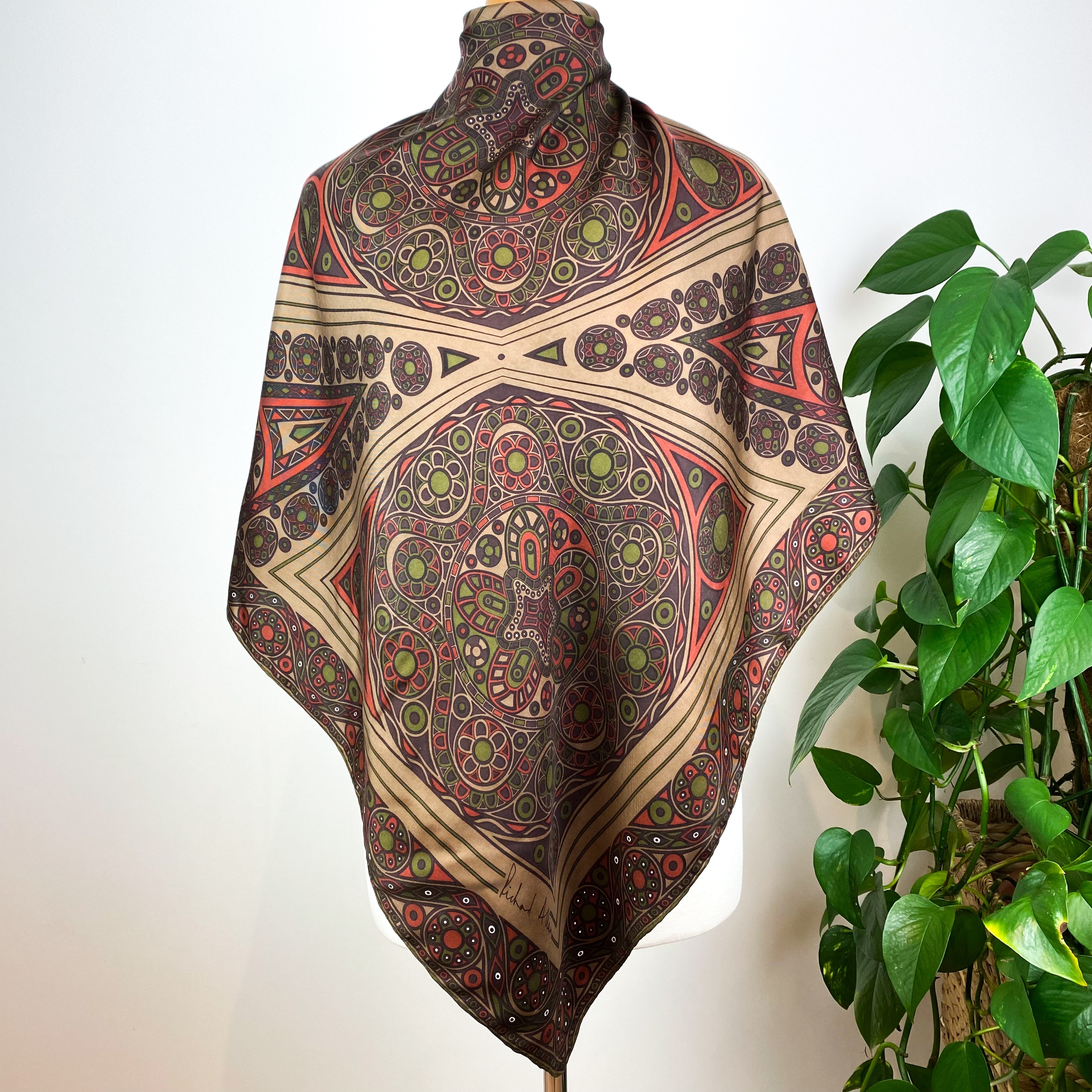 1970s Richard Allan Vintage Silk Scarf