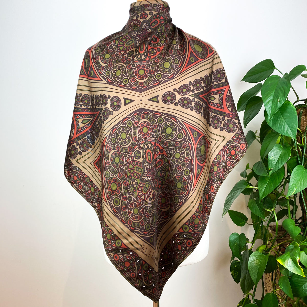 1970s Richard Allan Vintage Silk Scarf