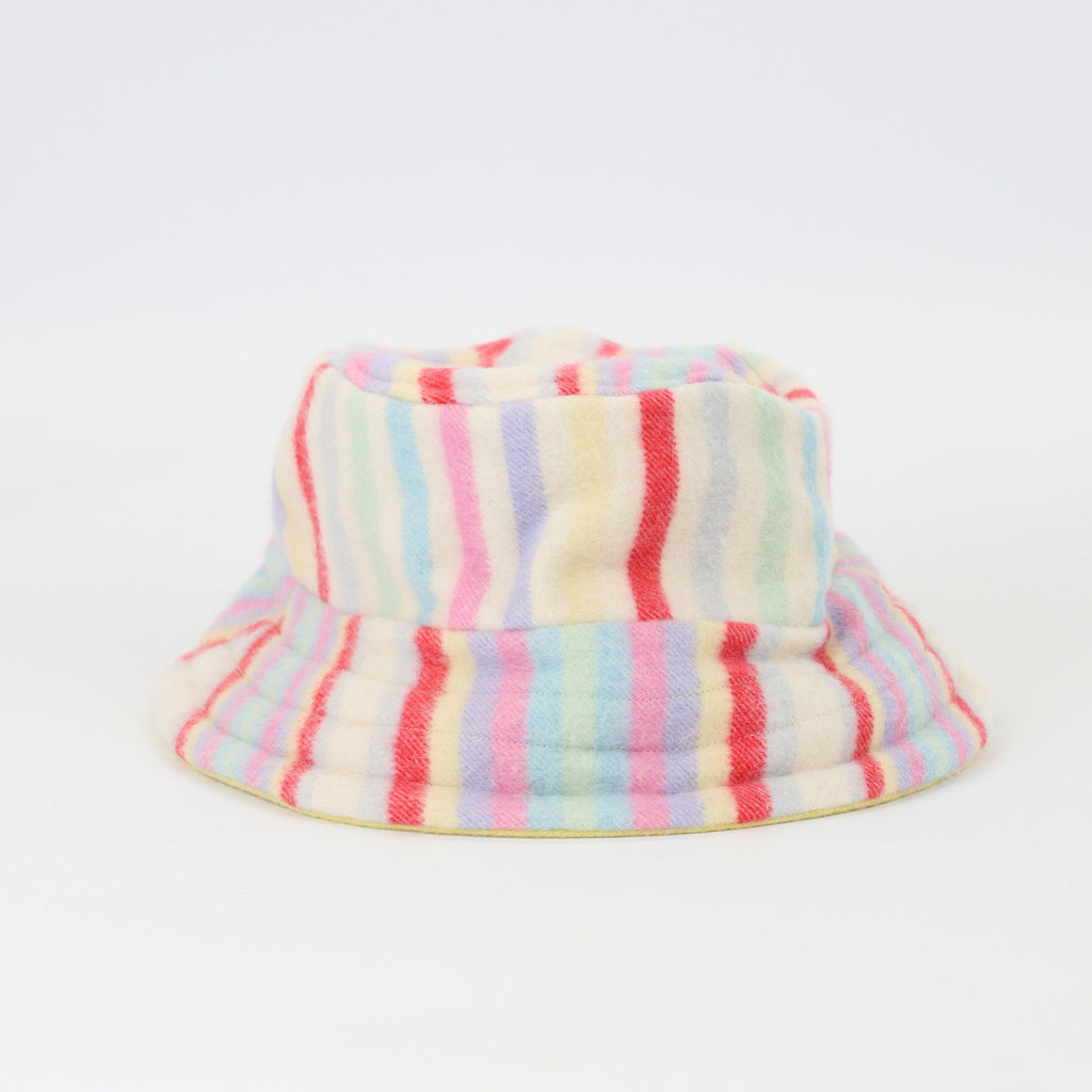 Multicoloured Stripe Reversible Cashmere Bucket Hat Small