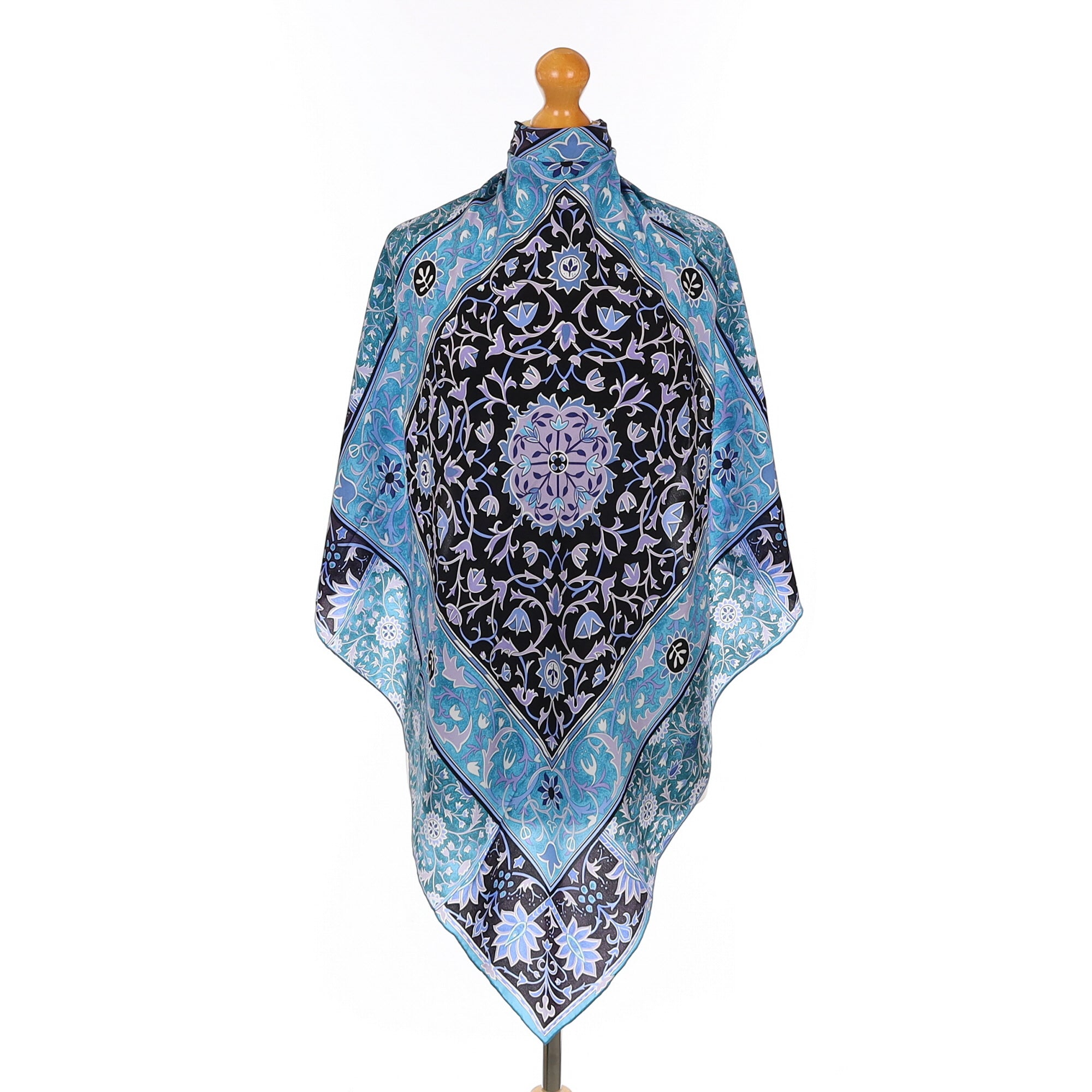 Fox & Chave Blue Baroque Silk Scarf